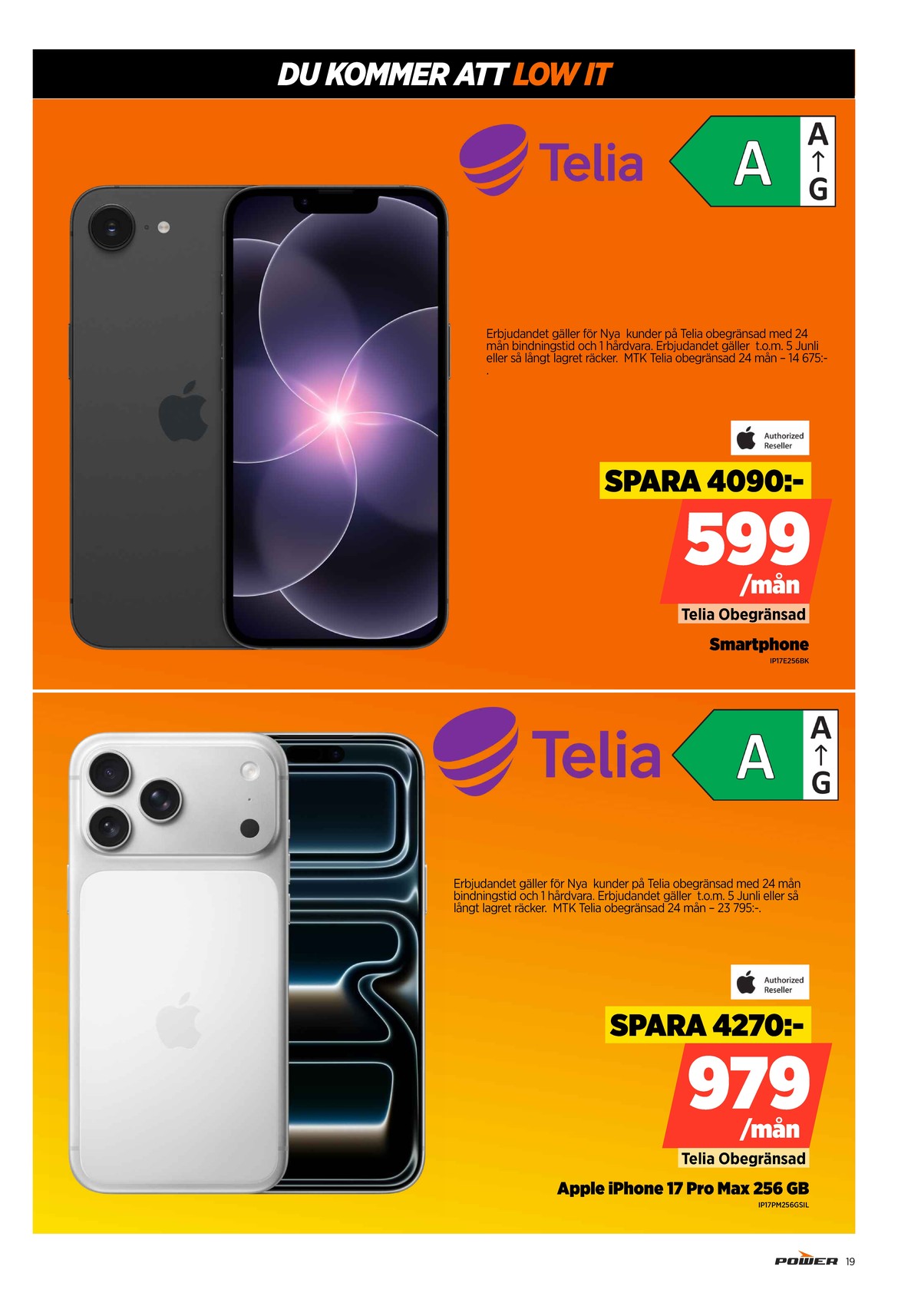 Se Power reklamblad för vecka 27 på Kampanjveckan.se. Se bra erbjudanden på många varor, t.ex. mobiltelefon iphone 17e eller mobiltelefon iphone 17 pro max. Läs reklambladet här! Sida 19
