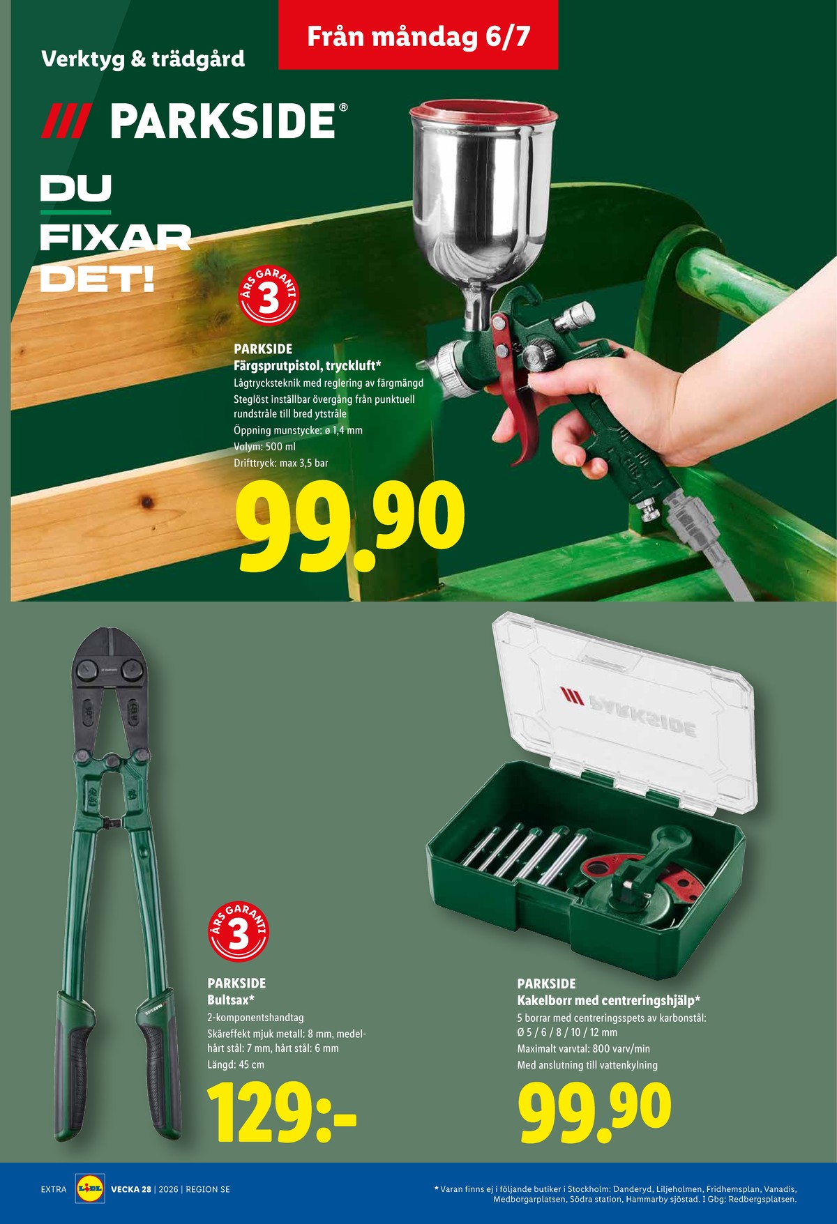 Se Lidl reklamblad för vecka 28 på Kampanjveckan.se. Se bra erbjudanden på många varor, t.ex. trycklufttillbehör parkside eller bultsax parkside. Läs reklambladet här! Sida 18
