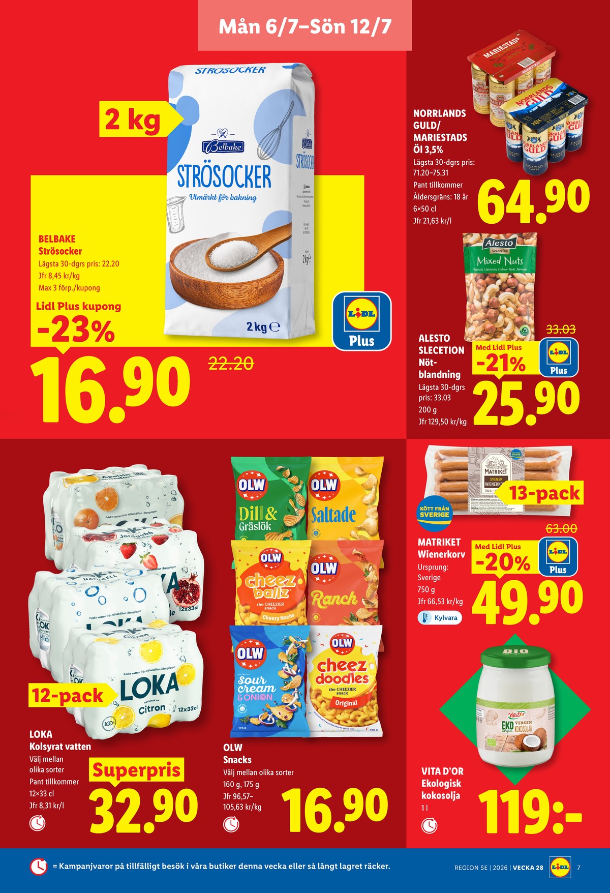 Se Lidl reklamblad för vecka 28 på Kampanjveckan.se. Se bra erbjudanden på många varor, t.ex. Öl guld eller Öl mariestads. Läs reklambladet här! Sida 7
