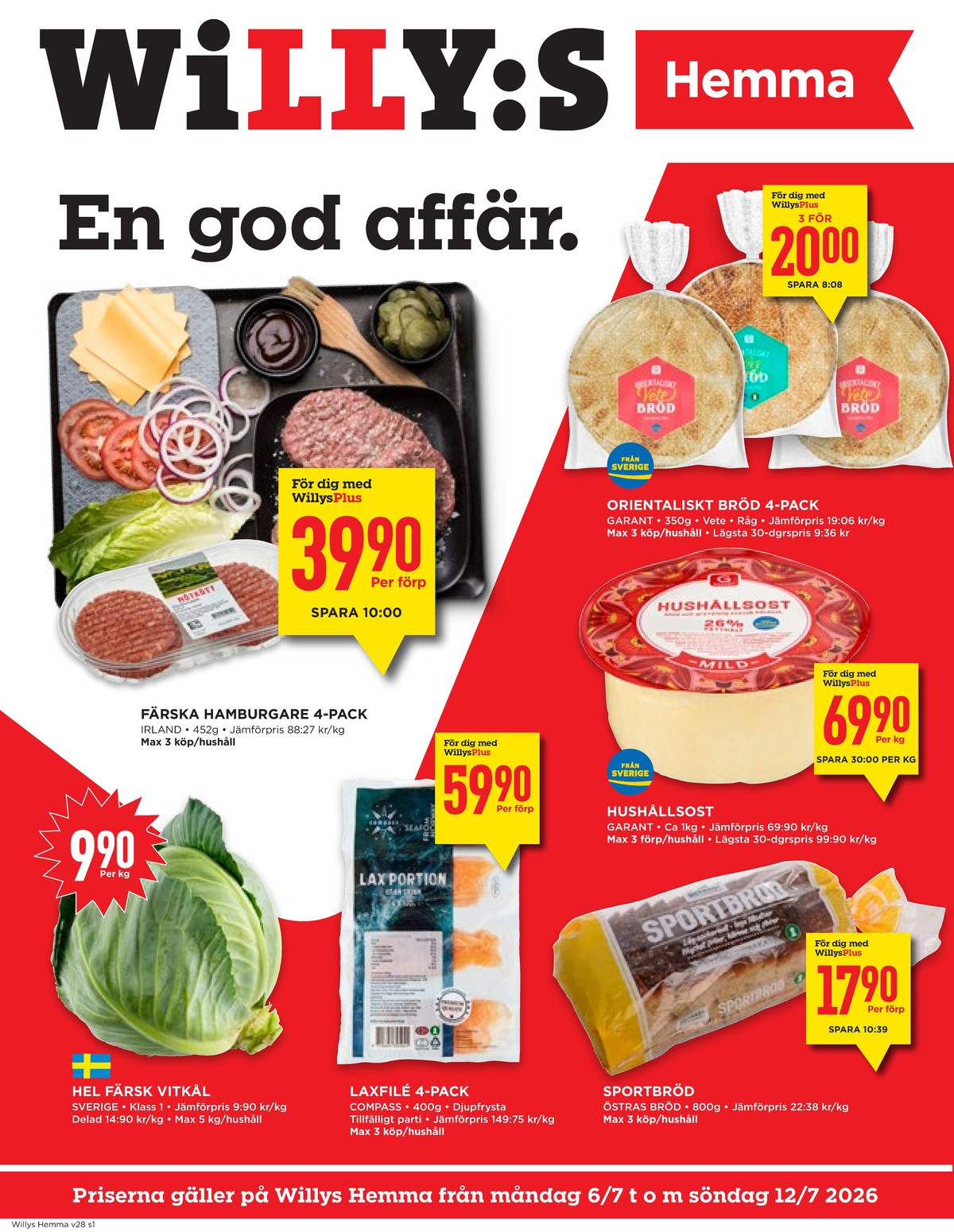 Se WILLY:S hemma reklamblad för vecka 28 på Kampanjveckan.se. Se bra erbjudanden på många varor, t.ex. hamburgare garant eller tunnbröd vete. Läs reklambladet här! Sida 1
