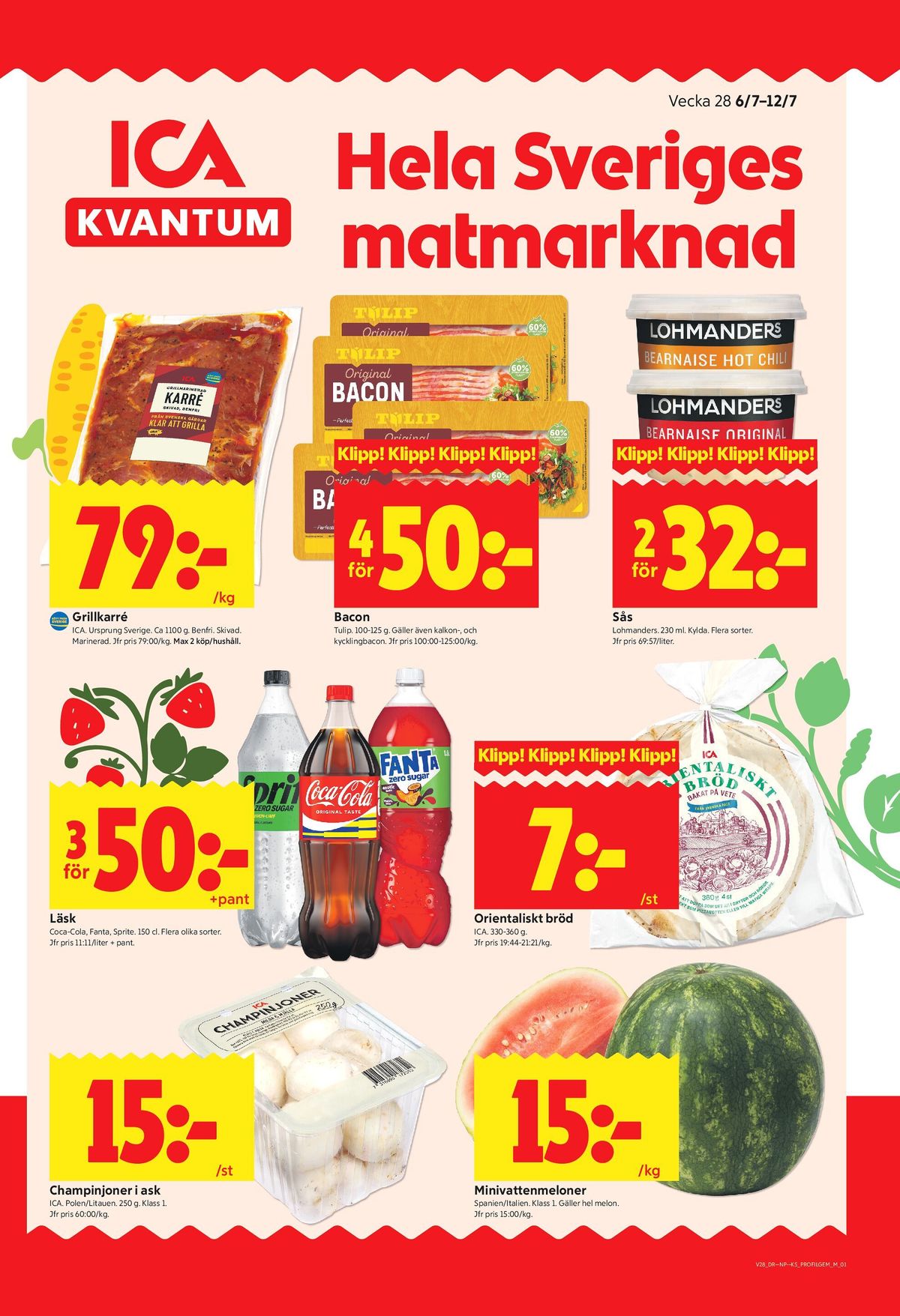 Se ICA Kvantum reklamblad för vecka 28 på Kampanjveckan.se. Se bra erbjudanden på många varor, t.ex. karrékotlett ica eller baconskivor tulip. Läs reklambladet här! Sida 1
