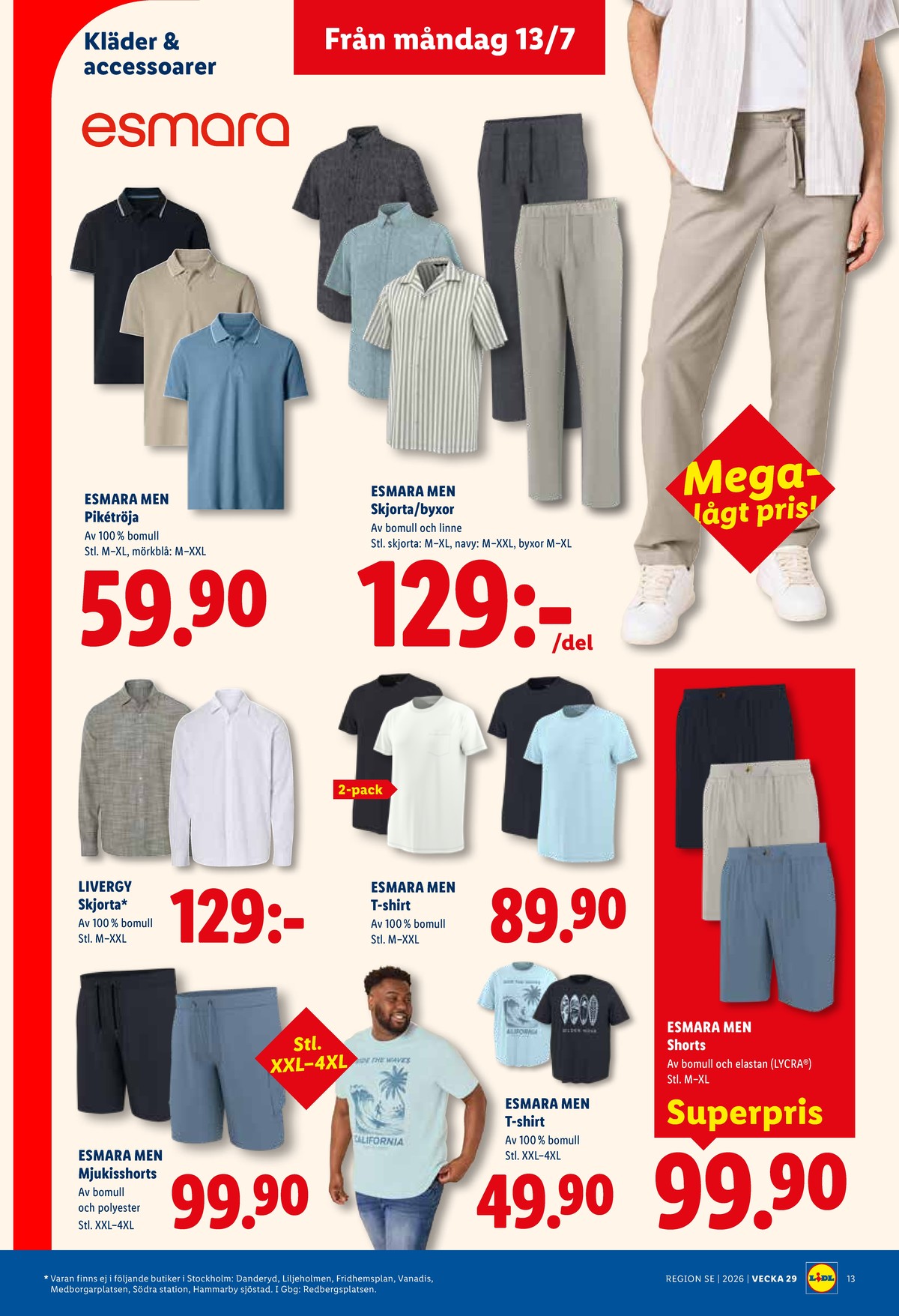 Se Lidl reklamblad för vecka 29 på Kampanjveckan.se. Se bra erbjudanden på många varor, t.ex. tröjor esmara men eller skjortor esmara men. Läs reklambladet här! Sida 15
