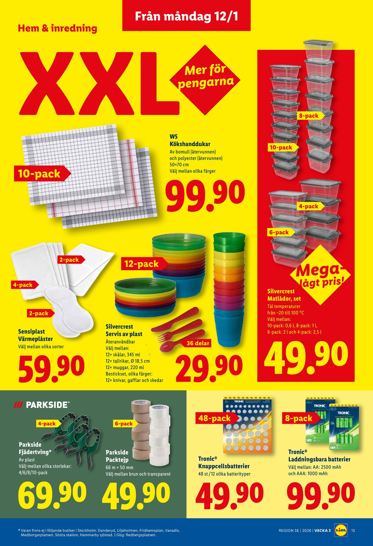 Se Lidl reklamblad för vecka 3 på Kampanjveckan.se. Se bra erbjudanden på många varor, t.ex. kökshandduk w5 eller tejp parkside. Läs reklambladet här! Sida 15
