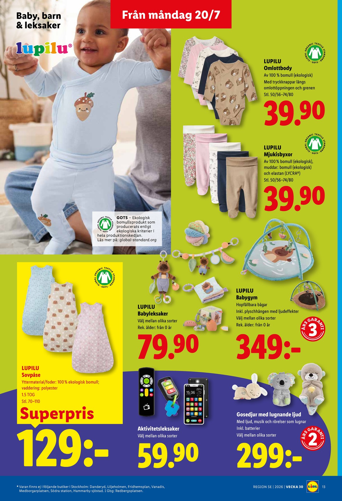 Se Lidl reklamblad för vecka 30 på Kampanjveckan.se. Se bra erbjudanden på många varor, t.ex. sovsäck lupilu eller babygym lupilu. Läs reklambladet här! Sida 16
