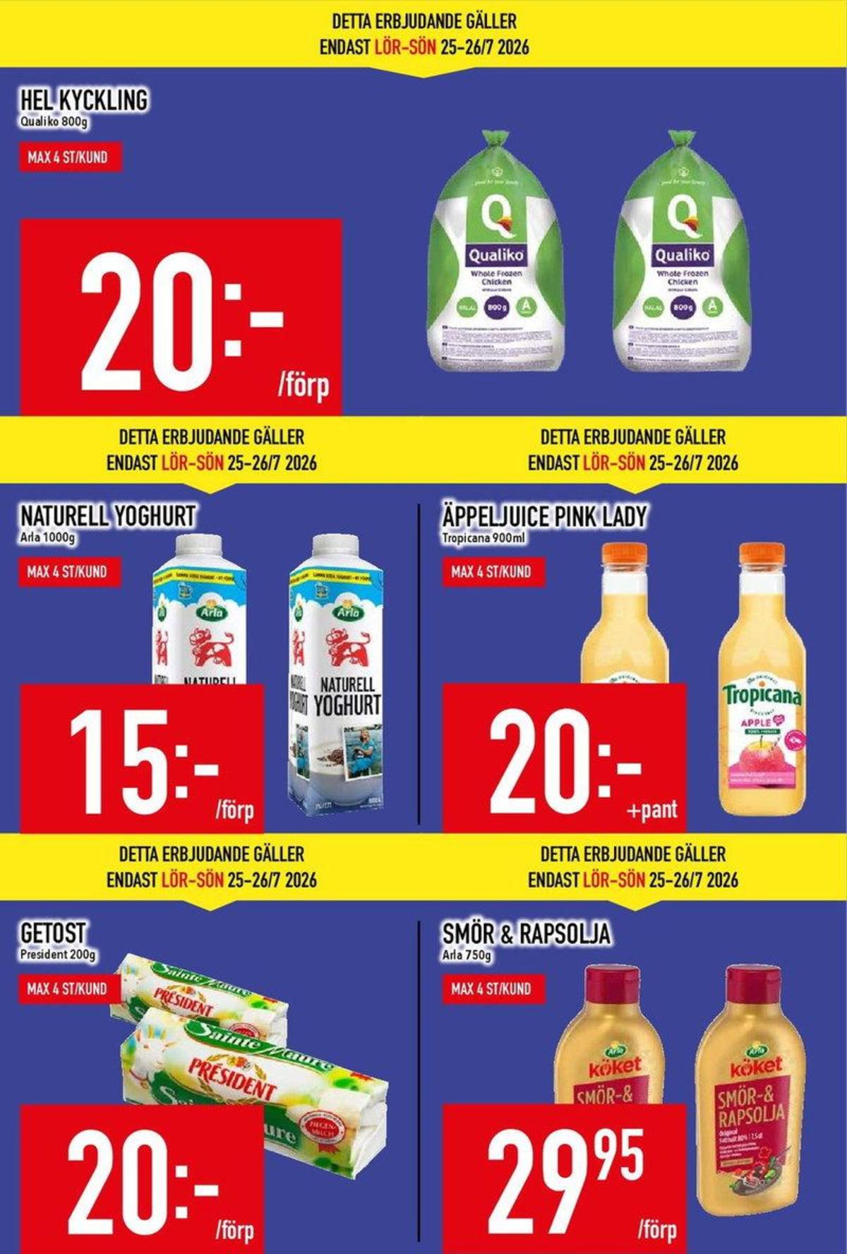 Se MatDax reklamblad för vecka 30 på Kampanjveckan.se. Se bra erbjudanden på många varor, t.ex. kyckling qualiko eller Äppeljuice pink lady tropicana. Läs reklambladet här! Sida 5
