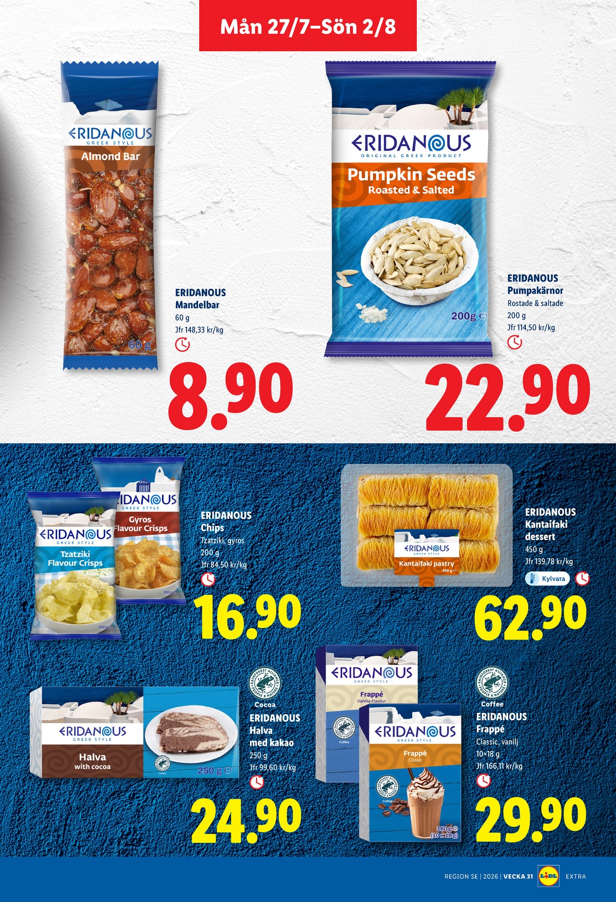Se Lidl reklamblad för vecka 31 på Kampanjveckan.se. Se bra erbjudanden på många varor, t.ex. bars eridanous eller pumpakärnor rostade & saltade eridanous. Läs reklambladet här! Sida 13
