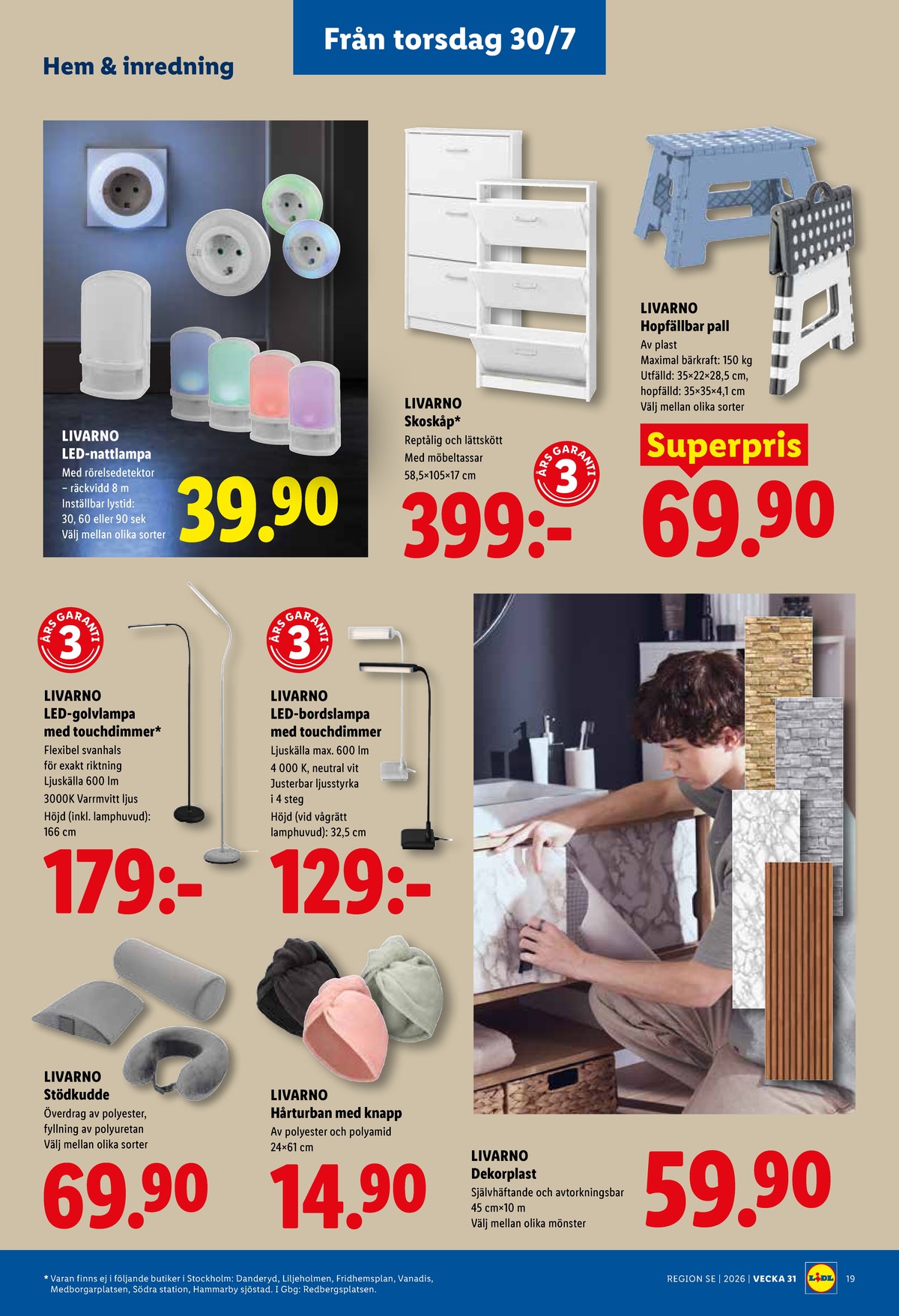 Se Lidl reklamblad för vecka 31 på Kampanjveckan.se. Se bra erbjudanden på många varor, t.ex. nattlampor livarno eller skoskåp livarno. Läs reklambladet här! Sida 21
