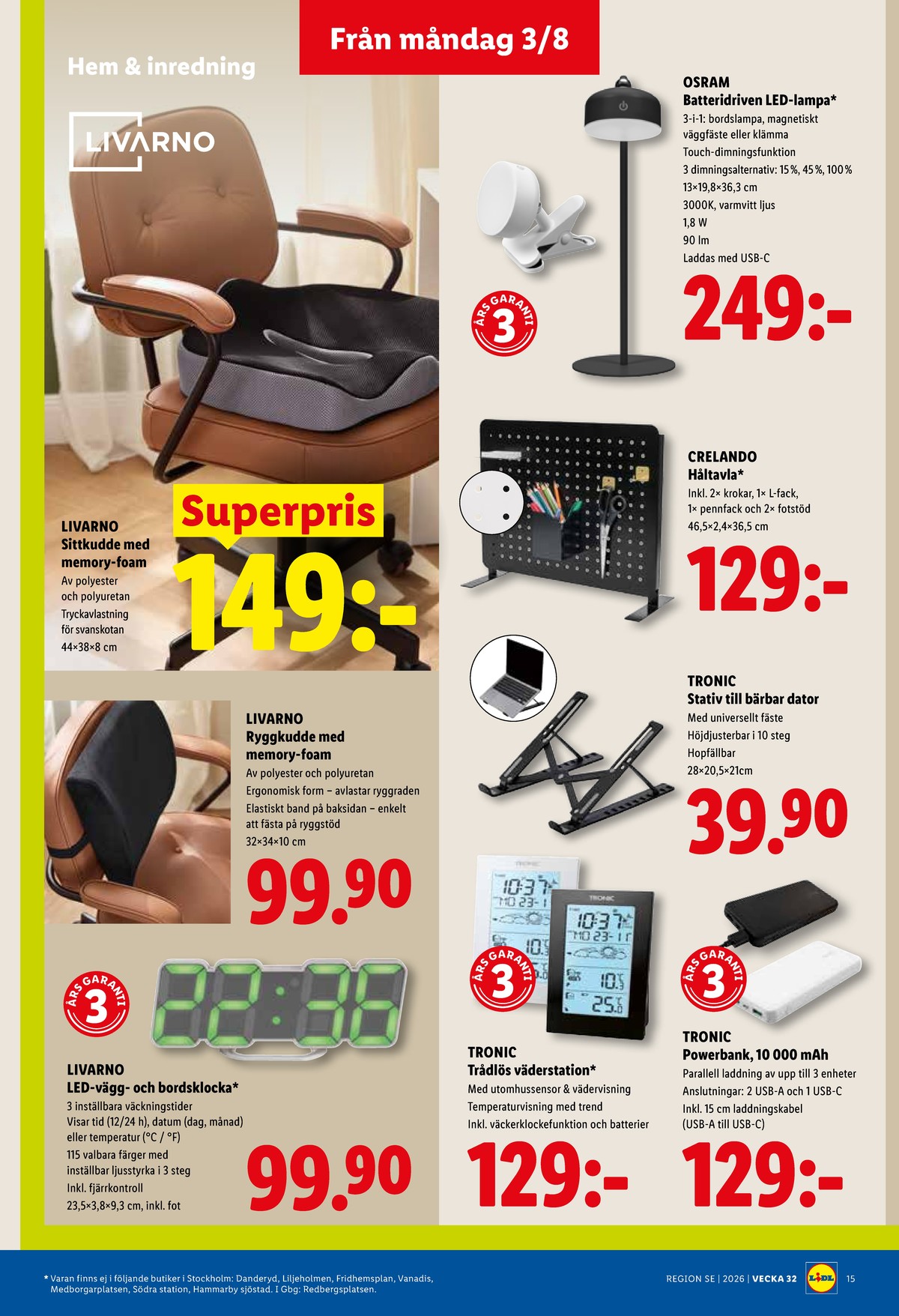 Se Lidl reklamblad för vecka 32 på Kampanjveckan.se. Se bra erbjudanden på många varor, t.ex. tavlor crelando eller laptopställ tronic. Läs reklambladet här! Sida 17
