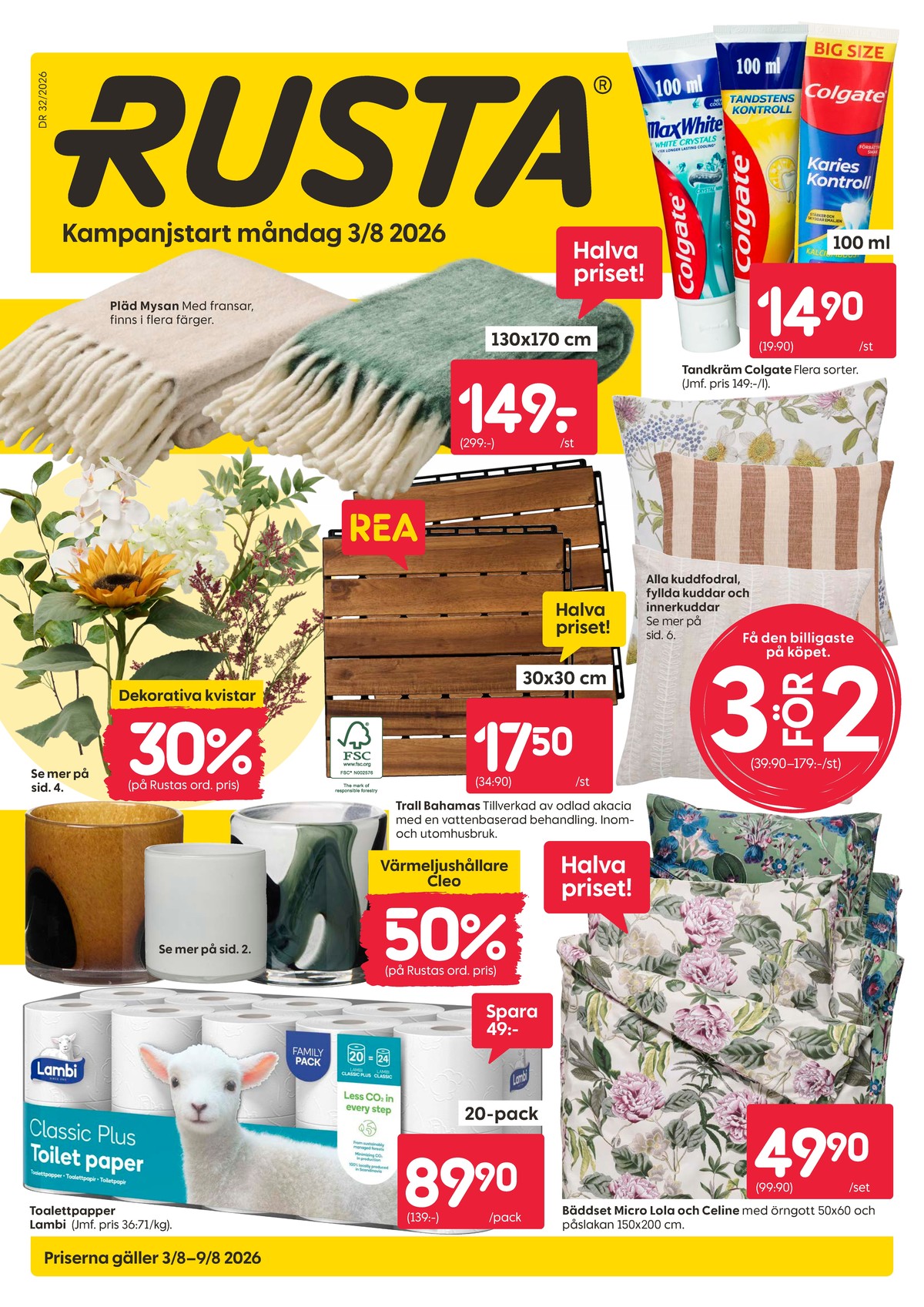 Se Rusta reklamblad för vecka 32 på Kampanjveckan.se. Se bra erbjudanden på många varor. Läs reklambladet här! Sida 1