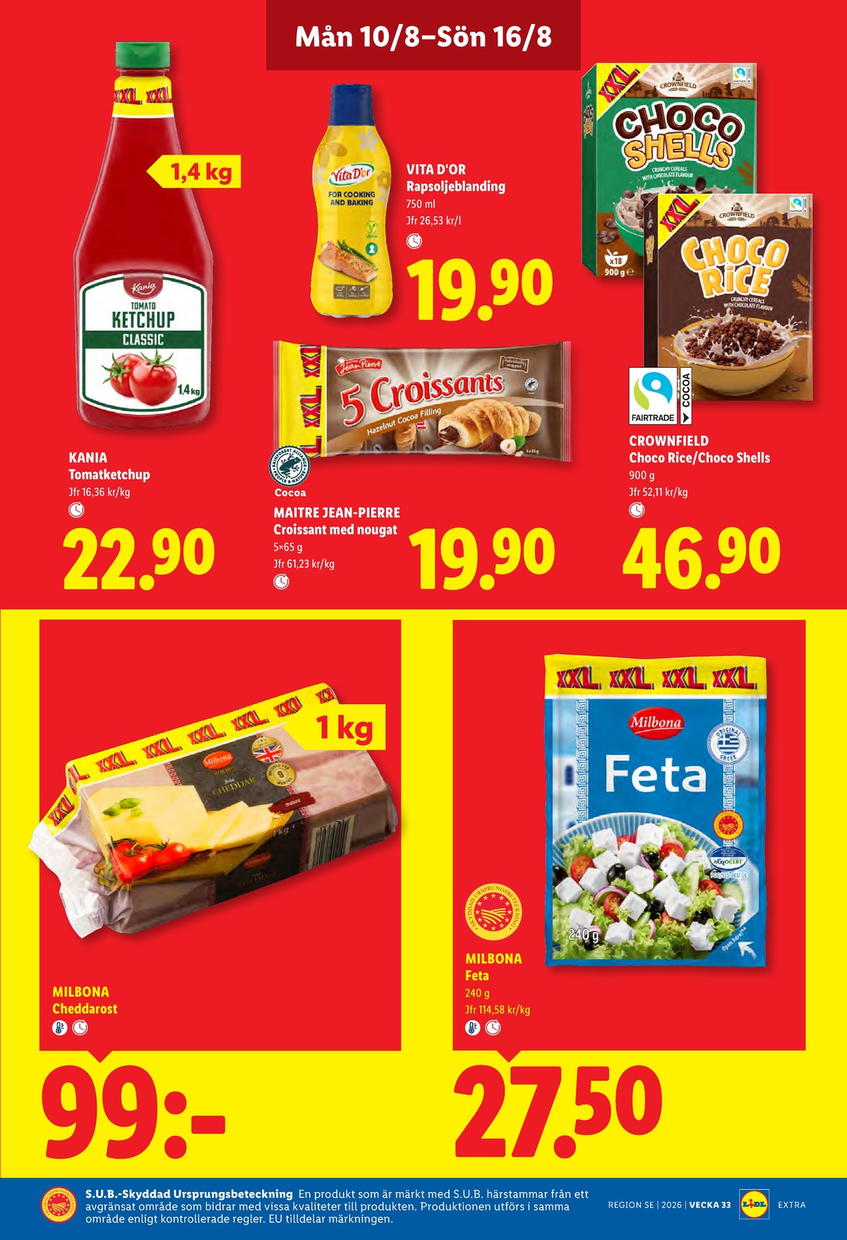 Se Lidl reklamblad för vecka 33 på Kampanjveckan.se. Se bra erbjudanden på många varor, t.ex. ketchup kania eller rapsolja vita dor. Läs reklambladet här! Sida 13
