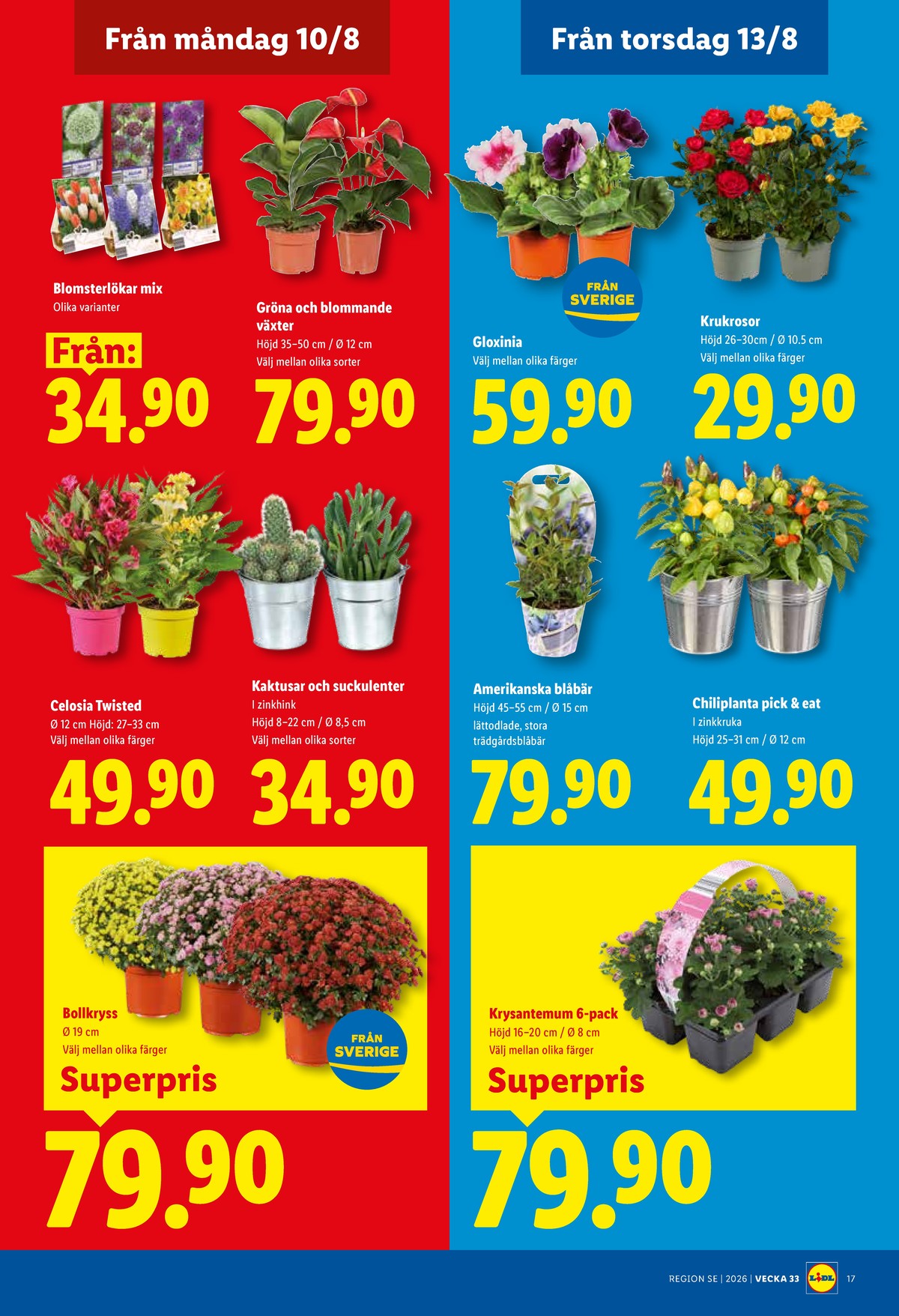 Se Lidl reklamblad för vecka 33 på Kampanjveckan.se. Se bra erbjudanden på många varor, t.ex. blomsterlökar okänd eller krukväxt okänd. Läs reklambladet här! Sida 20
