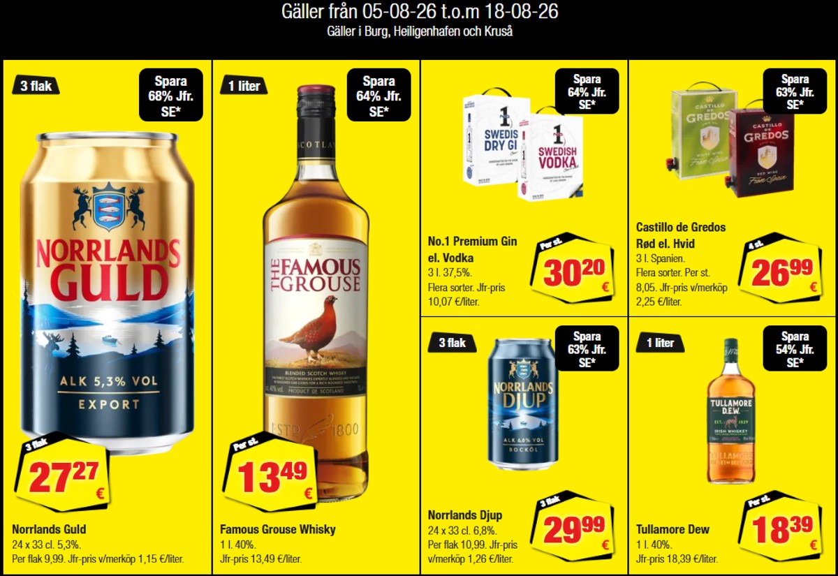 Se Calle reklamblad för vecka 33 på Kampanjveckan.se. Se bra erbjudanden på många varor, t.ex. Öl 24 pk guld export eller whisky the famous grouse. Läs reklambladet här! Sida 1
