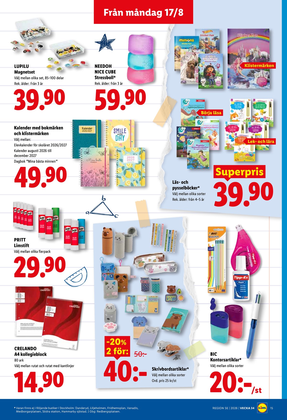 Se Lidl reklamblad för vecka 34 på Kampanjveckan.se. Se bra erbjudanden på många varor, t.ex. leksaker needoh eller kalender okänd. Läs reklambladet här! Sida 18
