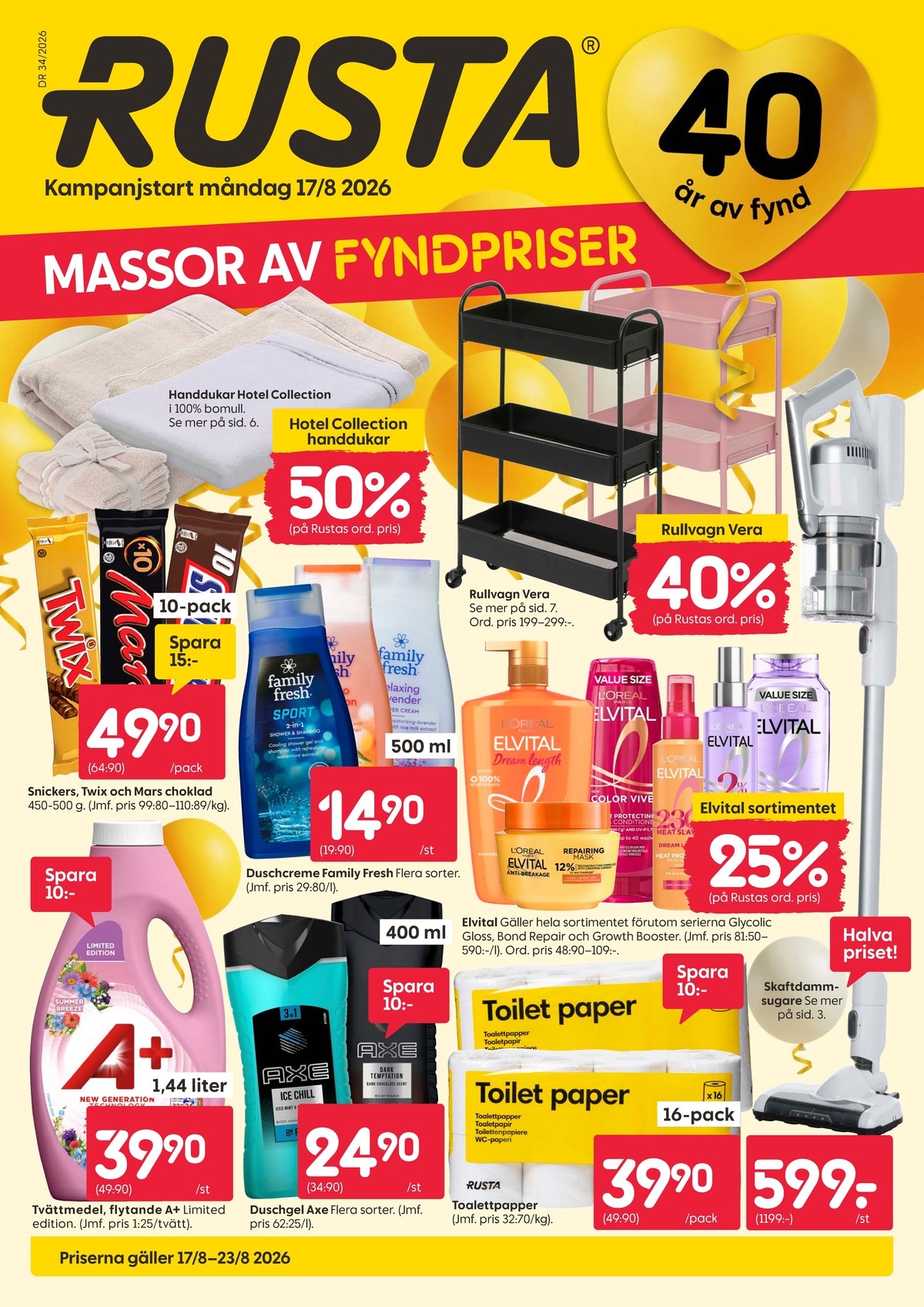 Se Rusta reklamblad för vecka 34 på Kampanjveckan.se. Se bra erbjudanden på många varor. Läs reklambladet här! Sida 1