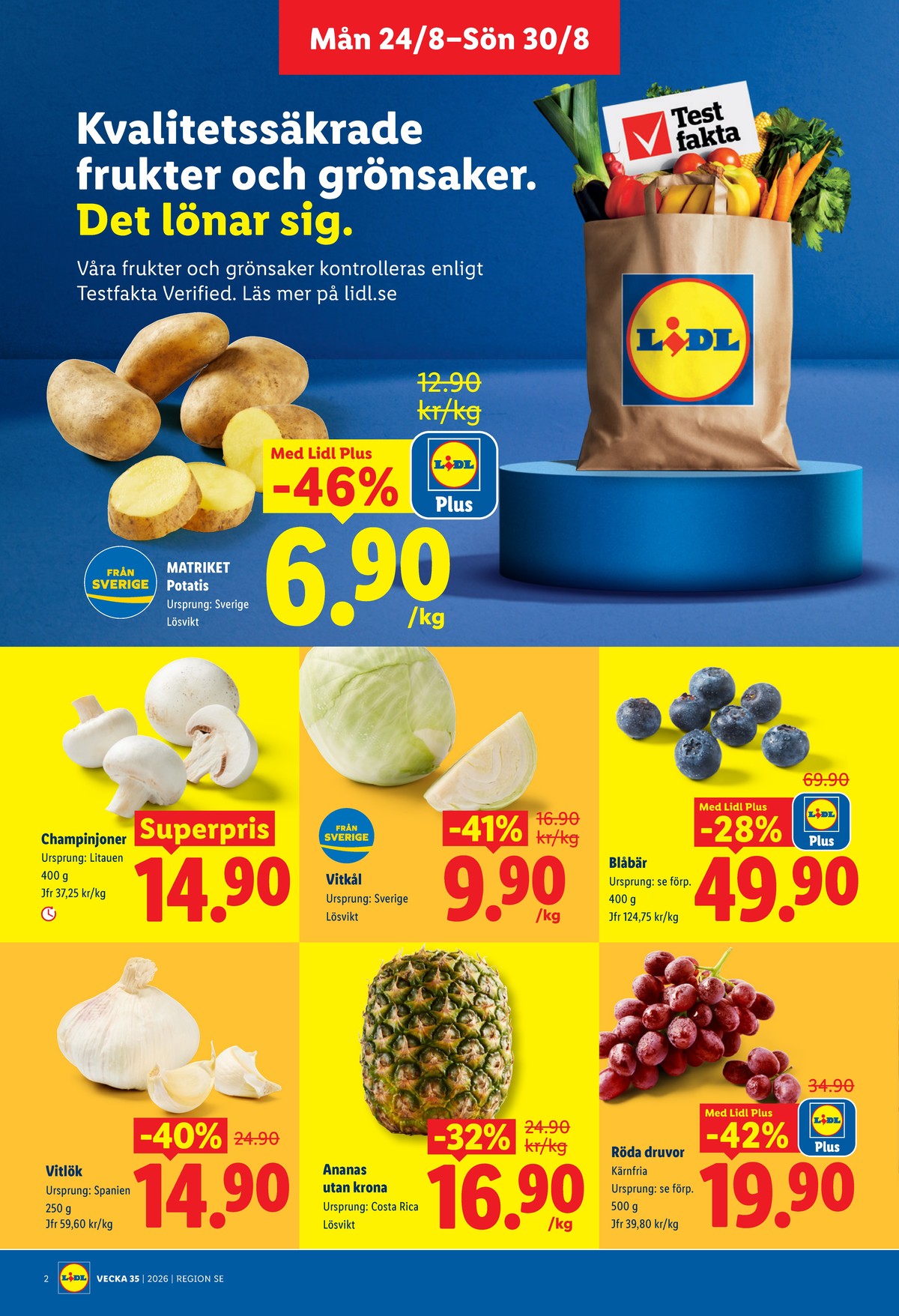 Se Lidl reklamblad för vecka 35 på Kampanjveckan.se. Se bra erbjudanden på många varor, t.ex. potatis matriket eller champinjoner okänd. Läs reklambladet här! Sida 2

