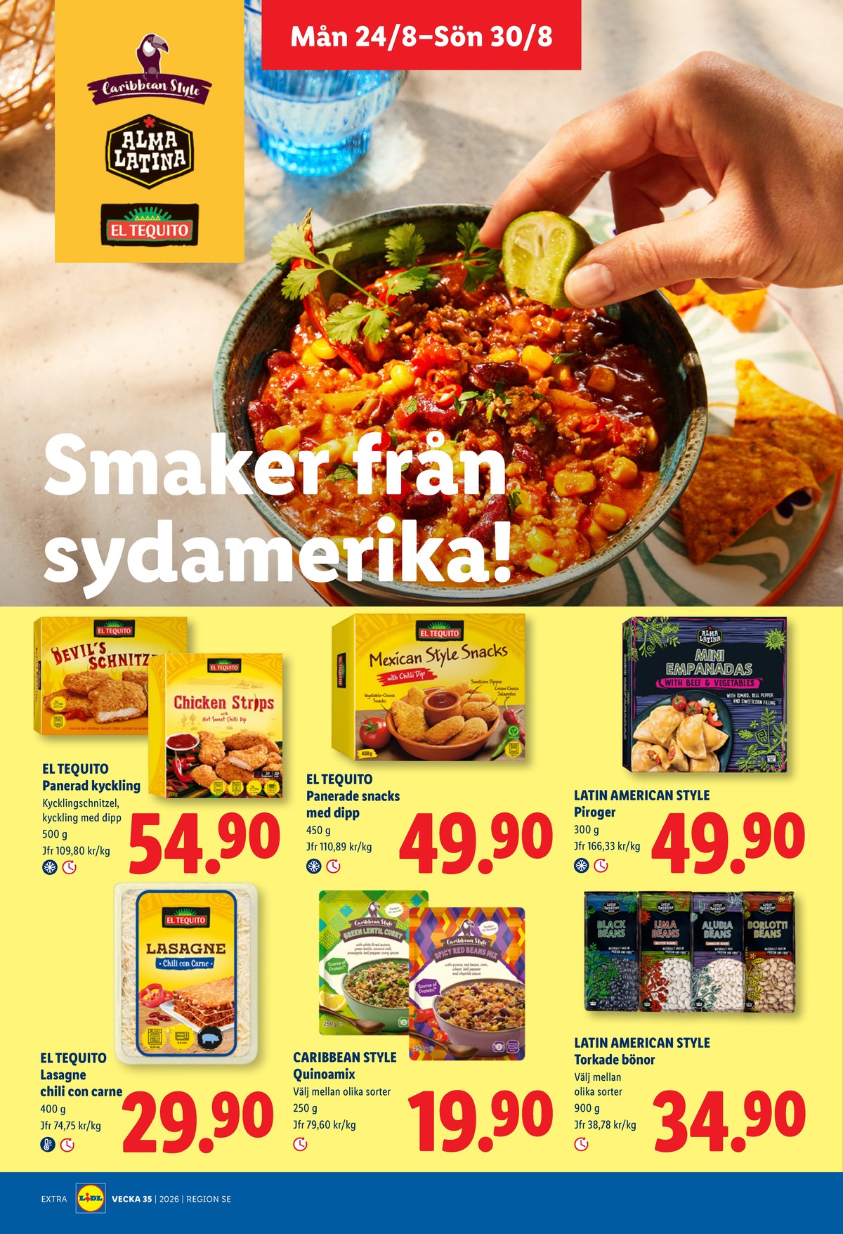 Se Lidl reklamblad för vecka 35 på Kampanjveckan.se. Se bra erbjudanden på många varor, t.ex. kycklingschnitzel el tequido eller kycklingnuggets el tequido. Läs reklambladet här! Sida 13
