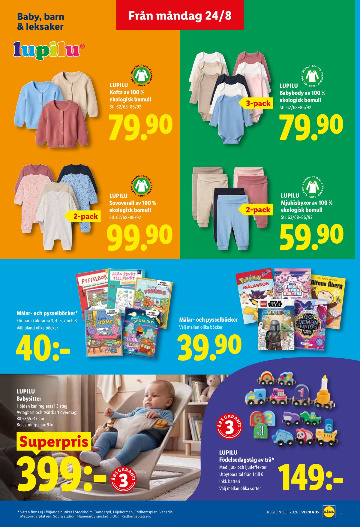 Se Lidl reklamblad för vecka 35 på Kampanjveckan.se. Se bra erbjudanden på många varor, t.ex. kofta lupilu eller body lupilu. Läs reklambladet här! Sida 15
