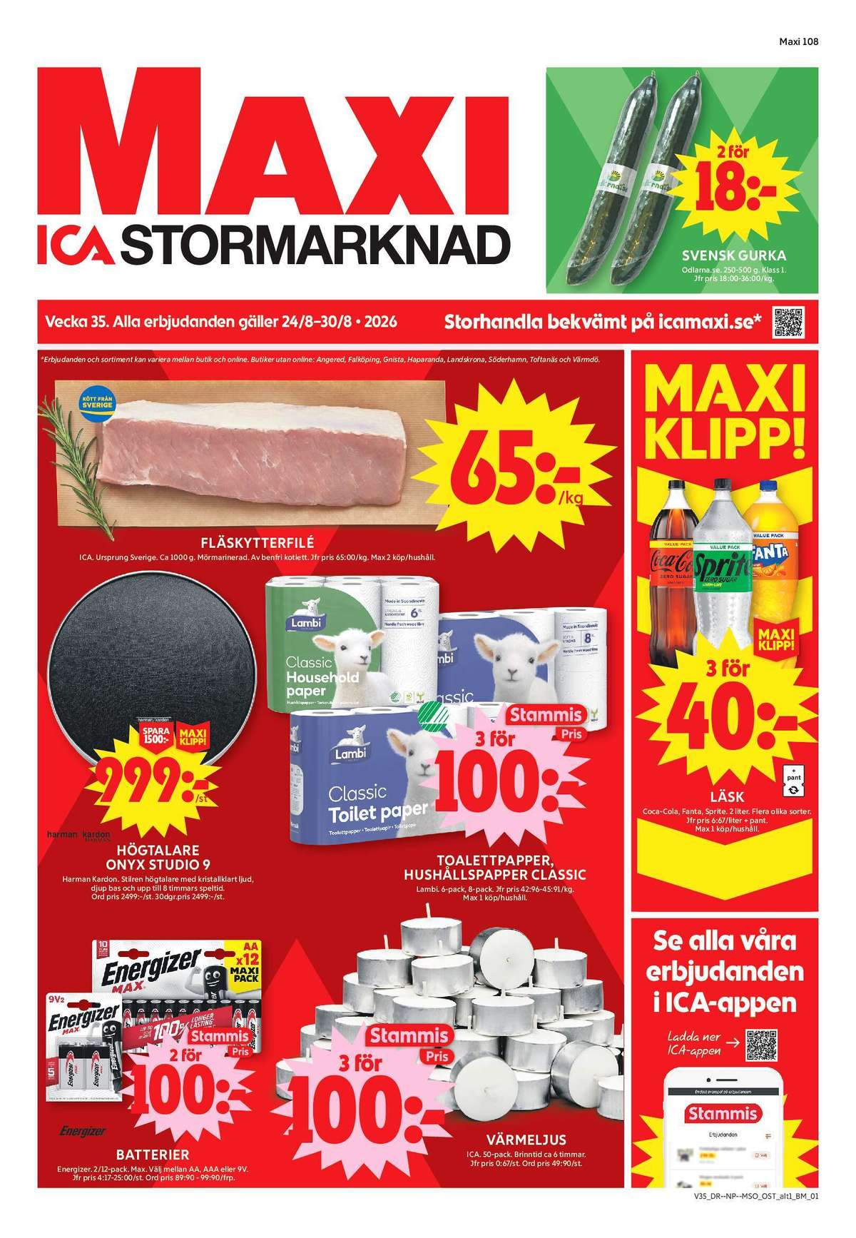 Se ICA Maxi reklamblad för vecka 35 på Kampanjveckan.se. Se bra erbjudanden på många varor, t.ex. gurka odlarna.se eller läskedryck coca cola. Läs reklambladet här! Sida 1
