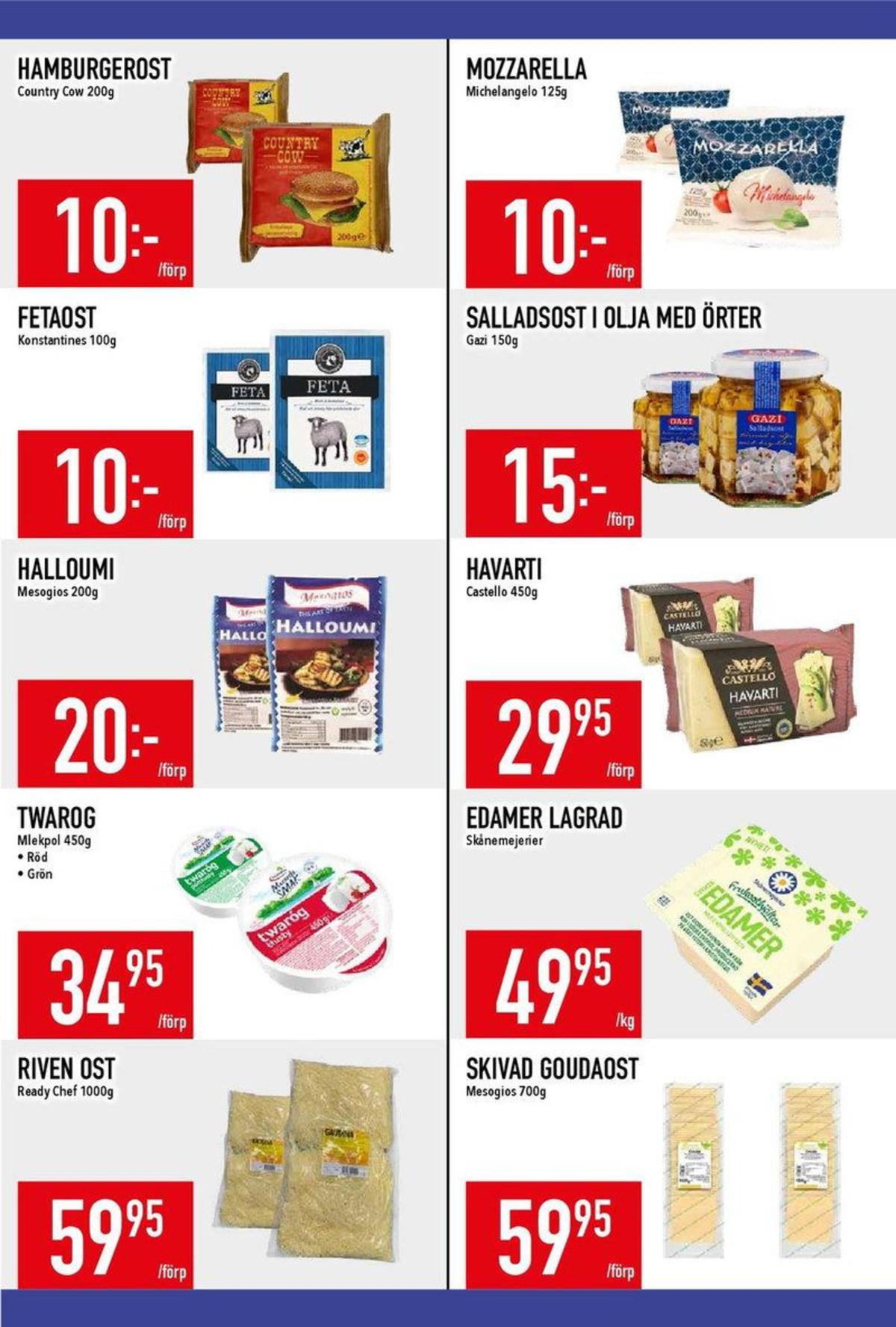 Se MatDax reklamblad för vecka 35 på Kampanjveckan.se. Se bra erbjudanden på många varor, t.ex. edamer skånemejerier eller havarti castello. Läs reklambladet här! Sida 11
