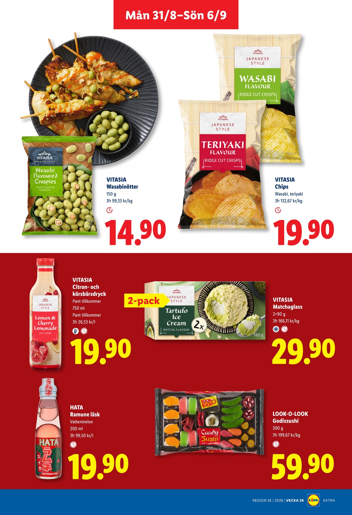 Se Lidl reklamblad för vecka 36 på Kampanjveckan.se. Se bra erbjudanden på många varor, t.ex. läskedryck watermelon eller glass dessert vitasia. Läs reklambladet här! Sida 11

