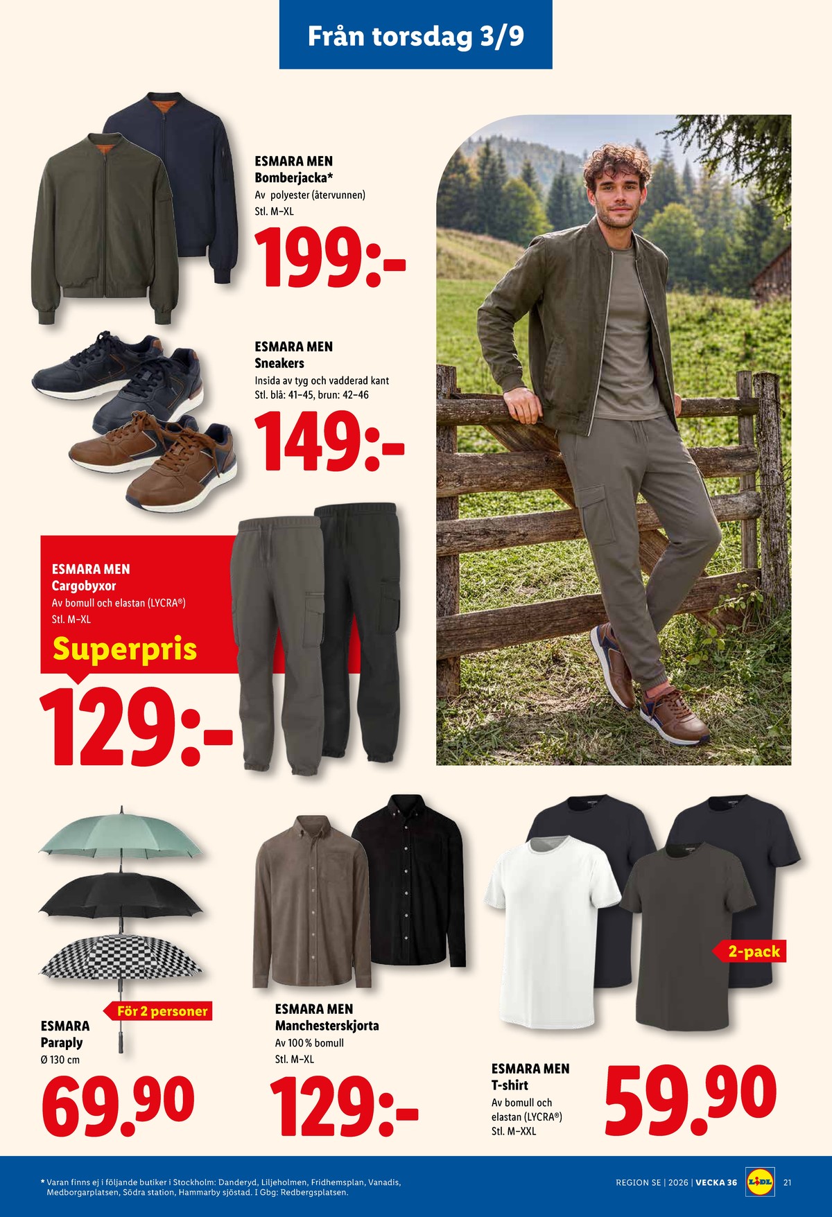 Se Lidl reklamblad för vecka 36 på Kampanjveckan.se. Se bra erbjudanden på många varor, t.ex. byxor esmara eller t-shirts esmara men. Läs reklambladet här! Sida 24
