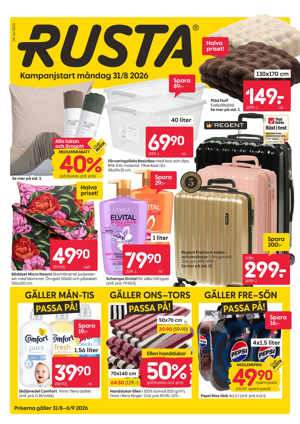 Se Rusta reklamblad för vecka 36 på Kampanjveckan.se. Se bra erbjudanden på många varor. Läs reklambladet här! Sida 1