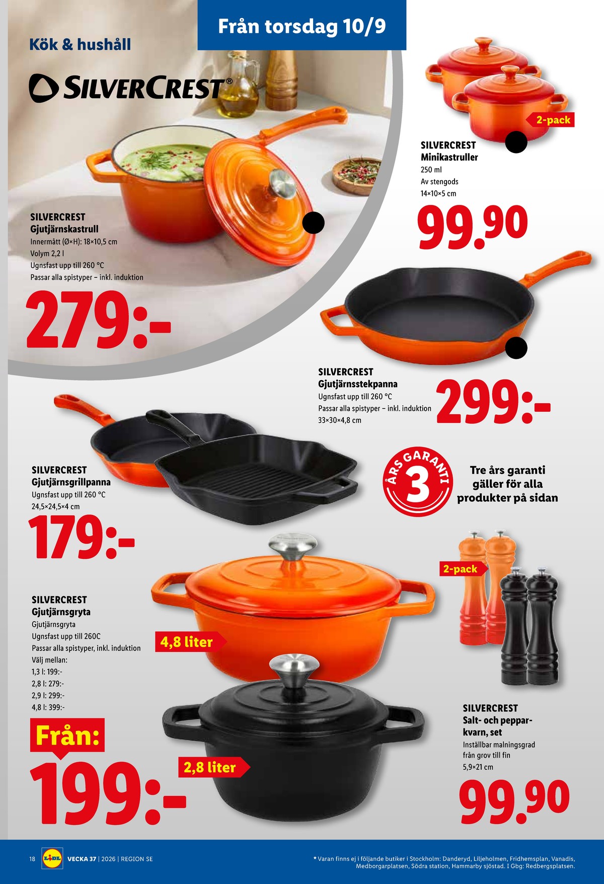 Se Lidl reklamblad för vecka 37 på Kampanjveckan.se. Se bra erbjudanden på många varor, t.ex. salt- & pepparset silvercrest eller grillpanna silvercrest. Läs reklambladet här! Sida 23
