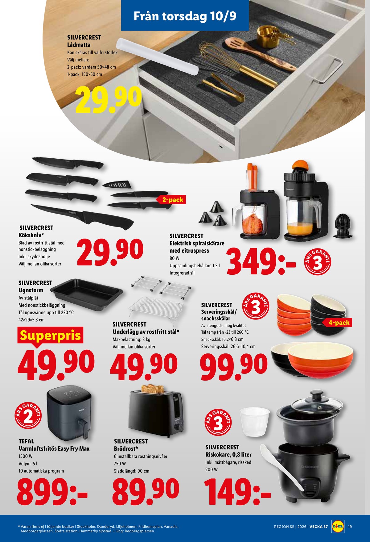 Se Lidl reklamblad för vecka 37 på Kampanjveckan.se. Se bra erbjudanden på många varor, t.ex. airfryer tefal eller underlägg silvercrest. Läs reklambladet här! Sida 24
