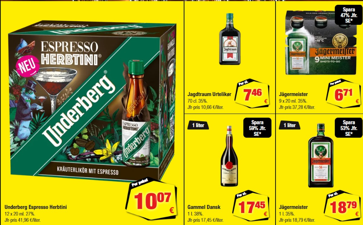 Se Calle reklamblad för vecka 37 på Kampanjveckan.se. Se bra erbjudanden på många varor, t.ex. Örtlikör jägermeister eller Örtlikör 9 mini meister. Läs reklambladet här! Sida 17

