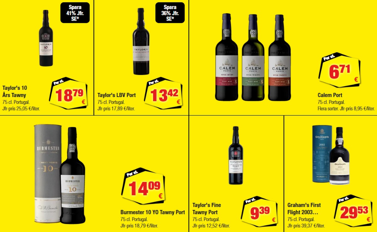 Se Calle reklamblad för vecka 37 på Kampanjveckan.se. Se bra erbjudanden på många varor, t.ex. portvin first flight eller portvin fine tawny. Läs reklambladet här! Sida 24
