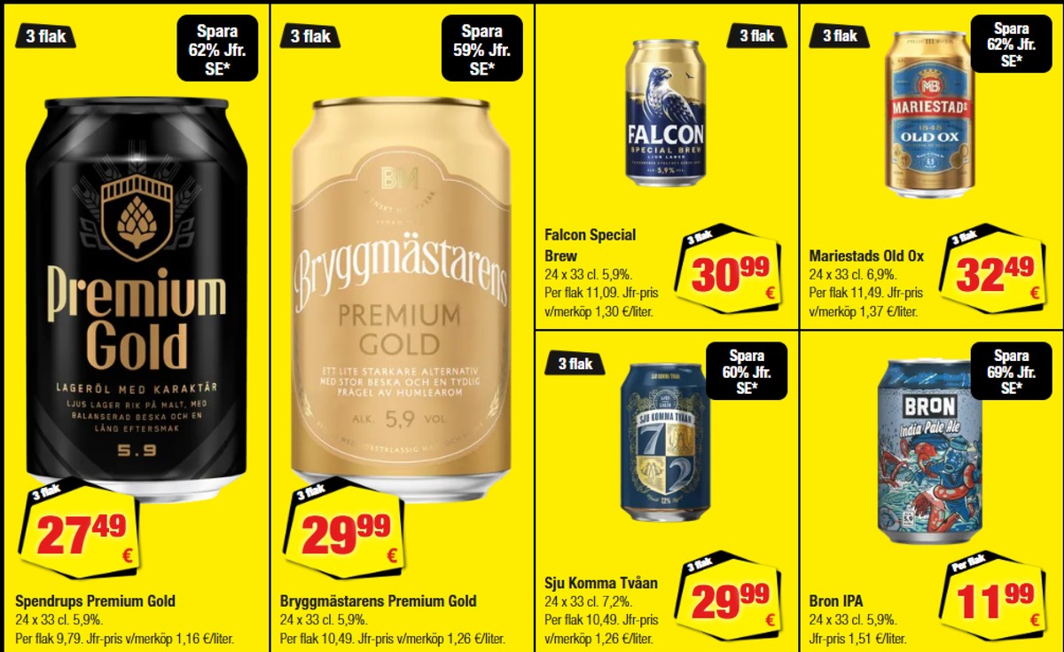 Se Calle reklamblad för vecka 37 på Kampanjveckan.se. Se bra erbjudanden på många varor, t.ex. Öl 24 pk india pale ale eller Öl 24 pk old ox. Läs reklambladet här! Sida 33
