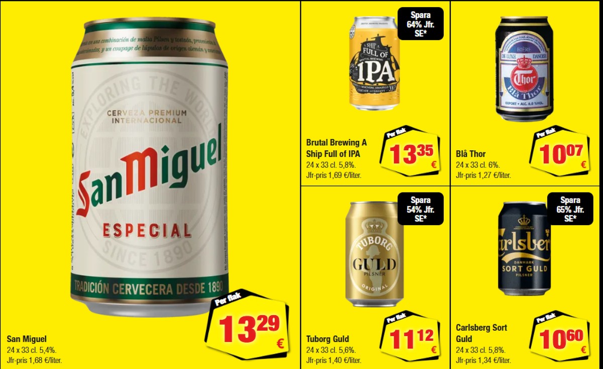 Se Calle reklamblad för vecka 37 på Kampanjveckan.se. Se bra erbjudanden på många varor, t.ex. Öl 24 pk sort guld eller Öl 24 pk blå thor. Läs reklambladet här! Sida 34
