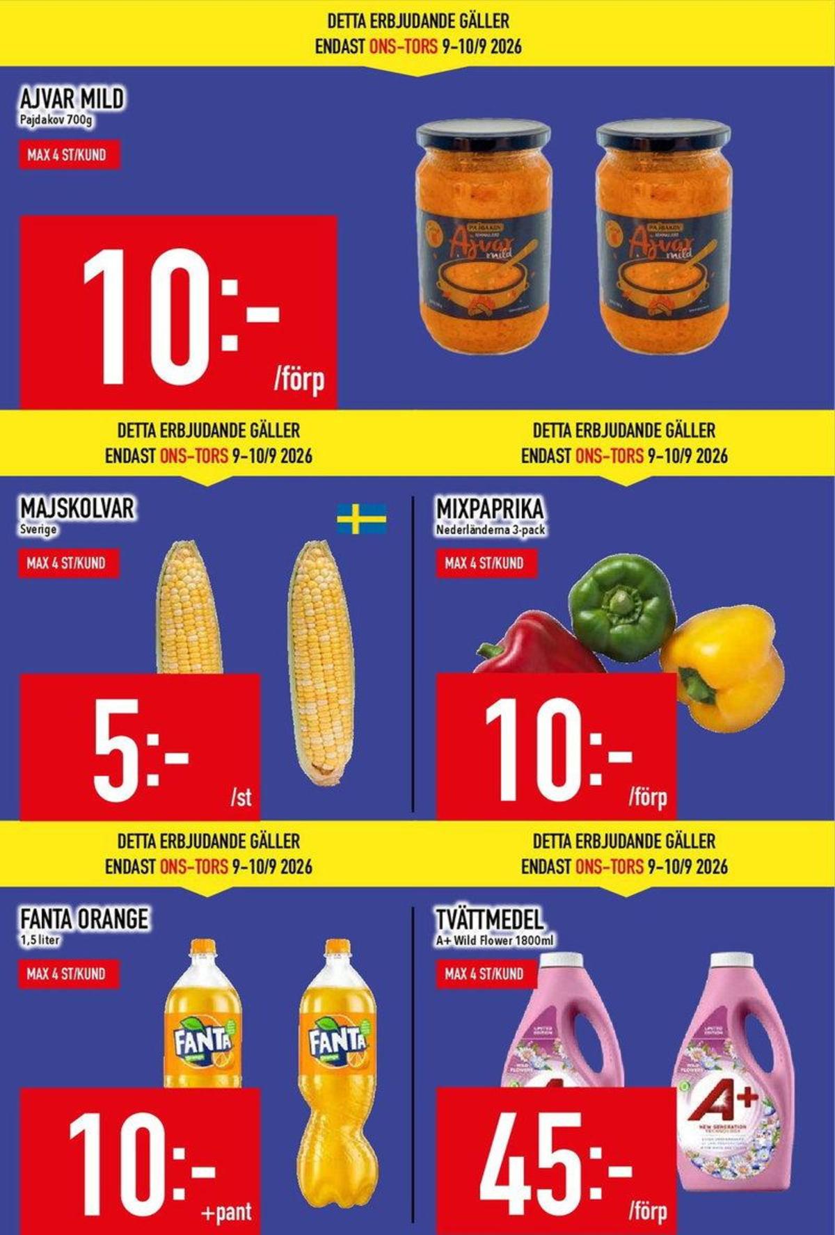 Se MatDax reklamblad för vecka 37 på Kampanjveckan.se. Se bra erbjudanden på många varor, t.ex. läskedryck fanta eller tvättmedel flytande a+. Läs reklambladet här! Sida 3
