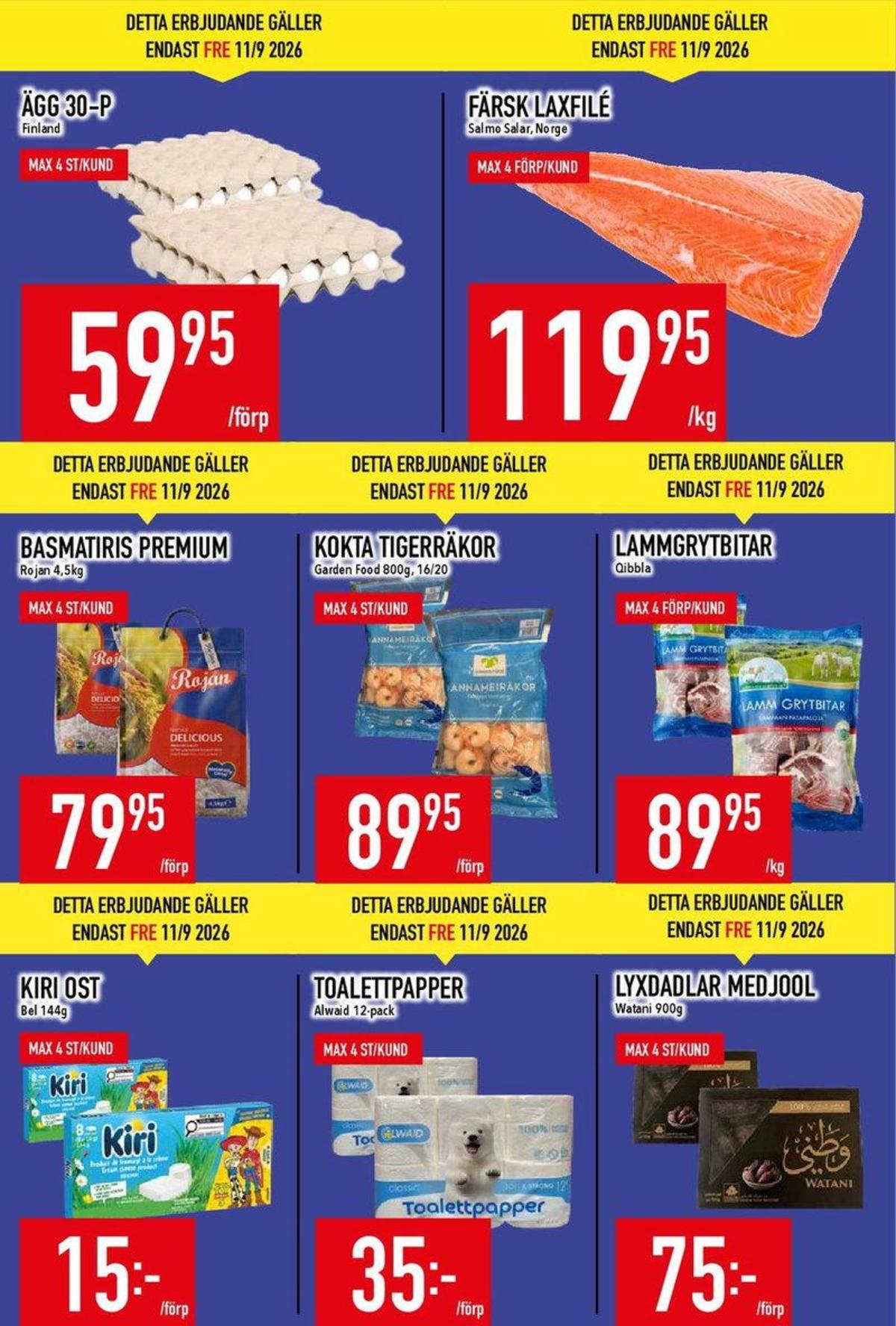 Se MatDax reklamblad för vecka 37 på Kampanjveckan.se. Se bra erbjudanden på många varor, t.ex. lammgrytbitar qibbla halal eller andra varor. Läs reklambladet här! Sida 4