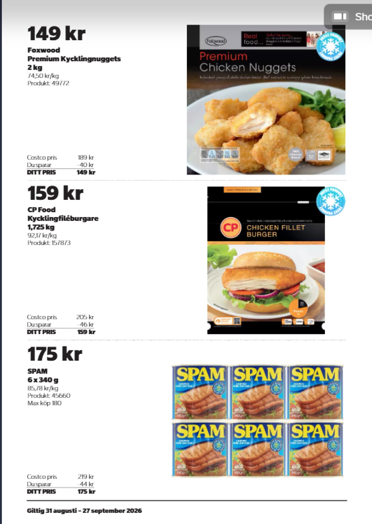 Se Costco reklamblad för vecka 38 på Kampanjveckan.se. Se bra erbjudanden på många varor. Läs reklambladet här! Sida 12