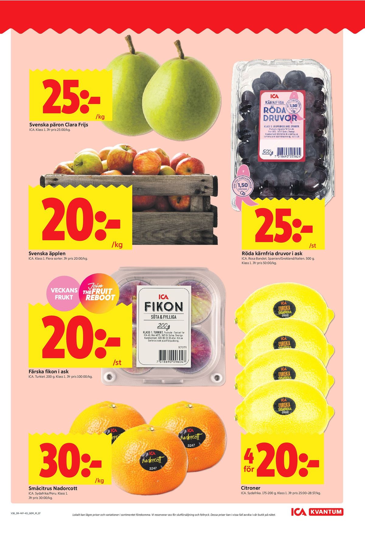 Se ICA Kvantum reklamblad för vecka 38 på Kampanjveckan.se. Se bra erbjudanden på många varor, t.ex. päron ica eller fikon ica. Läs reklambladet här! Sida 7
