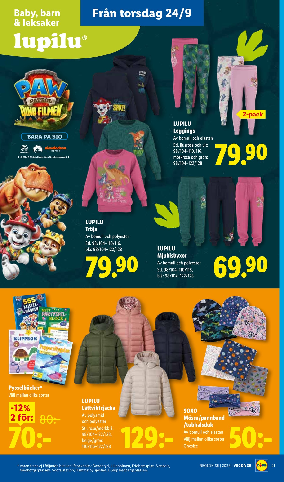 Se Lidl reklamblad för vecka 39 på Kampanjveckan.se. Se bra erbjudanden på många varor, t.ex. byxor lupilu eller andra varor. Läs reklambladet här! Sida 24