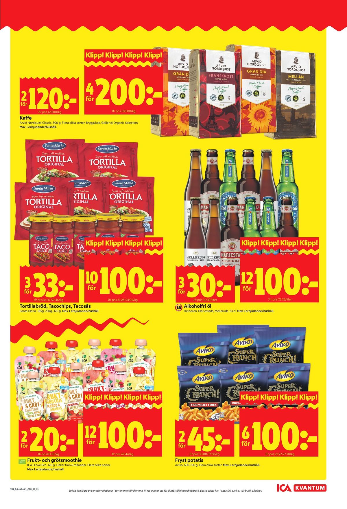 Se ICA Kvantum reklamblad för vecka 39 på Kampanjveckan.se. Se bra erbjudanden på många varor, t.ex. kaffe malet gran dia eller Öl 0.0. Läs reklambladet här! Sida 3
