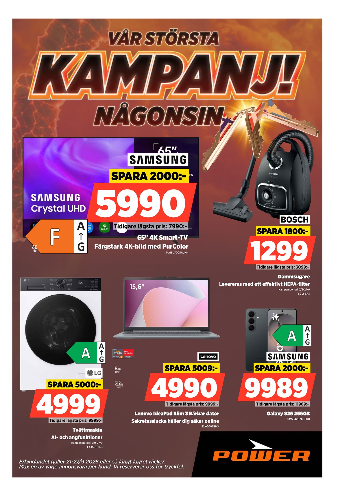Se Power reklamblad för vecka 39 på Kampanjveckan.se. Se bra erbjudanden på många varor. Läs reklambladet här! Sida 1
