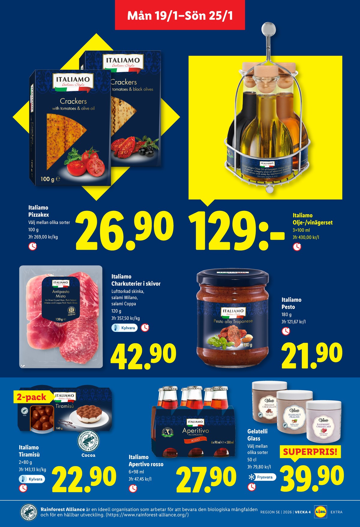 Se Lidl reklamblad för vecka 4 på Kampanjveckan.se. Se bra erbjudanden på många varor, t.ex. dessert italiamo eller glass gelatelli. Läs reklambladet här! Sida 13
