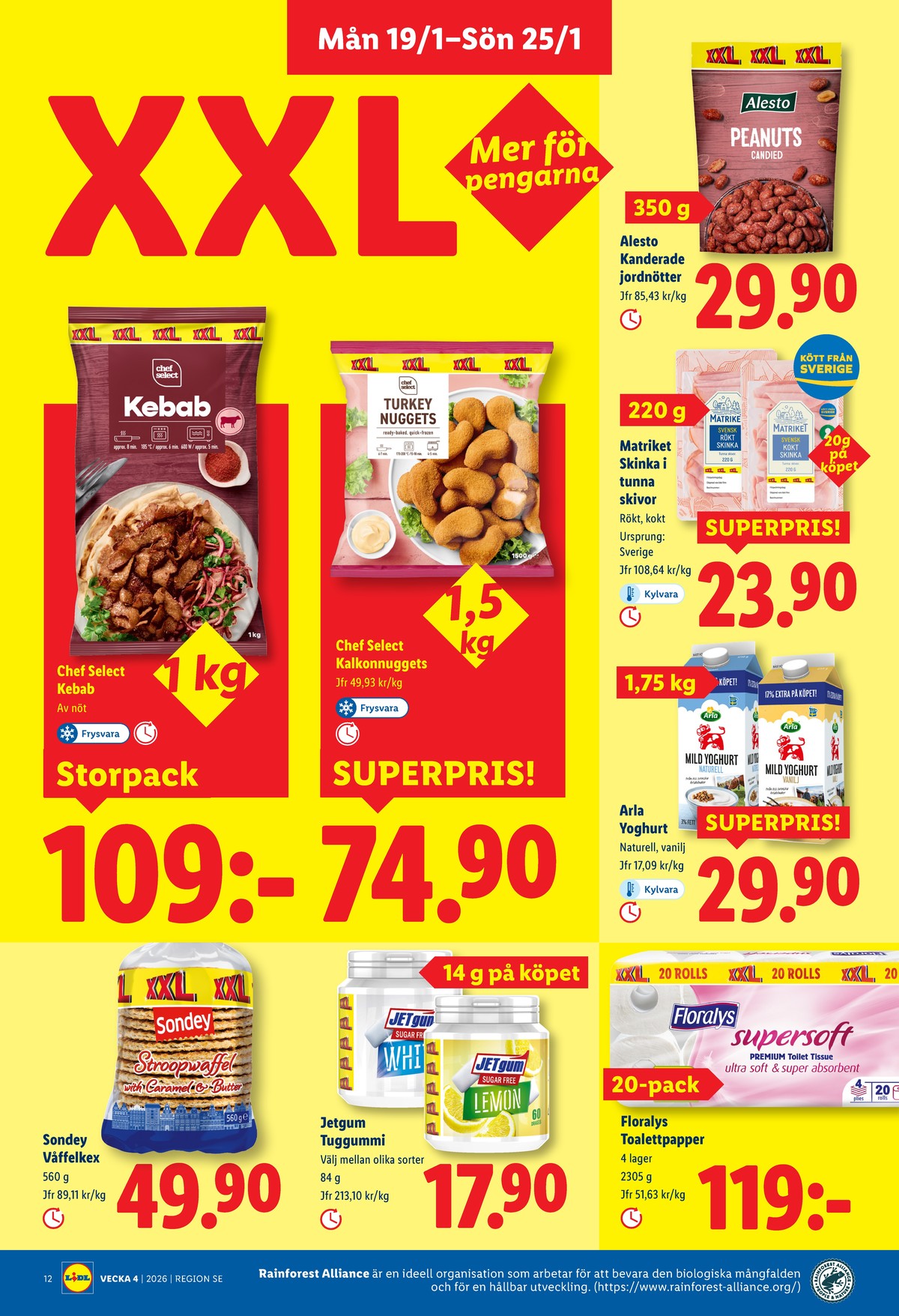 Se Lidl reklamblad för vecka 4 på Kampanjveckan.se. Se bra erbjudanden på många varor, t.ex. wafers sondey eller yoghurt arla. Läs reklambladet här! Sida 14
