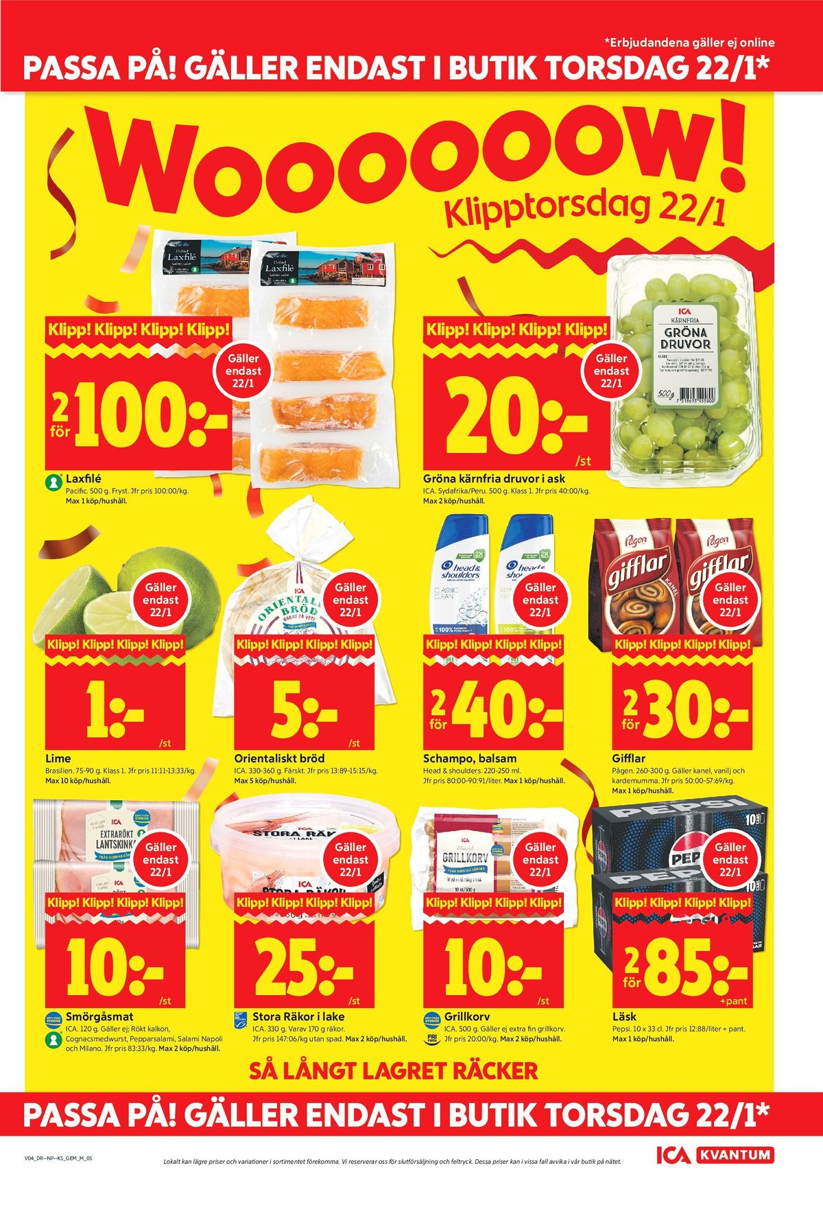 Se ICA Kvantum reklamblad för vecka 4 på Kampanjveckan.se. Se bra erbjudanden på många varor, t.ex. laxfilé pacific seafood eller vindruvor ica. Läs reklambladet här! Sida 5
