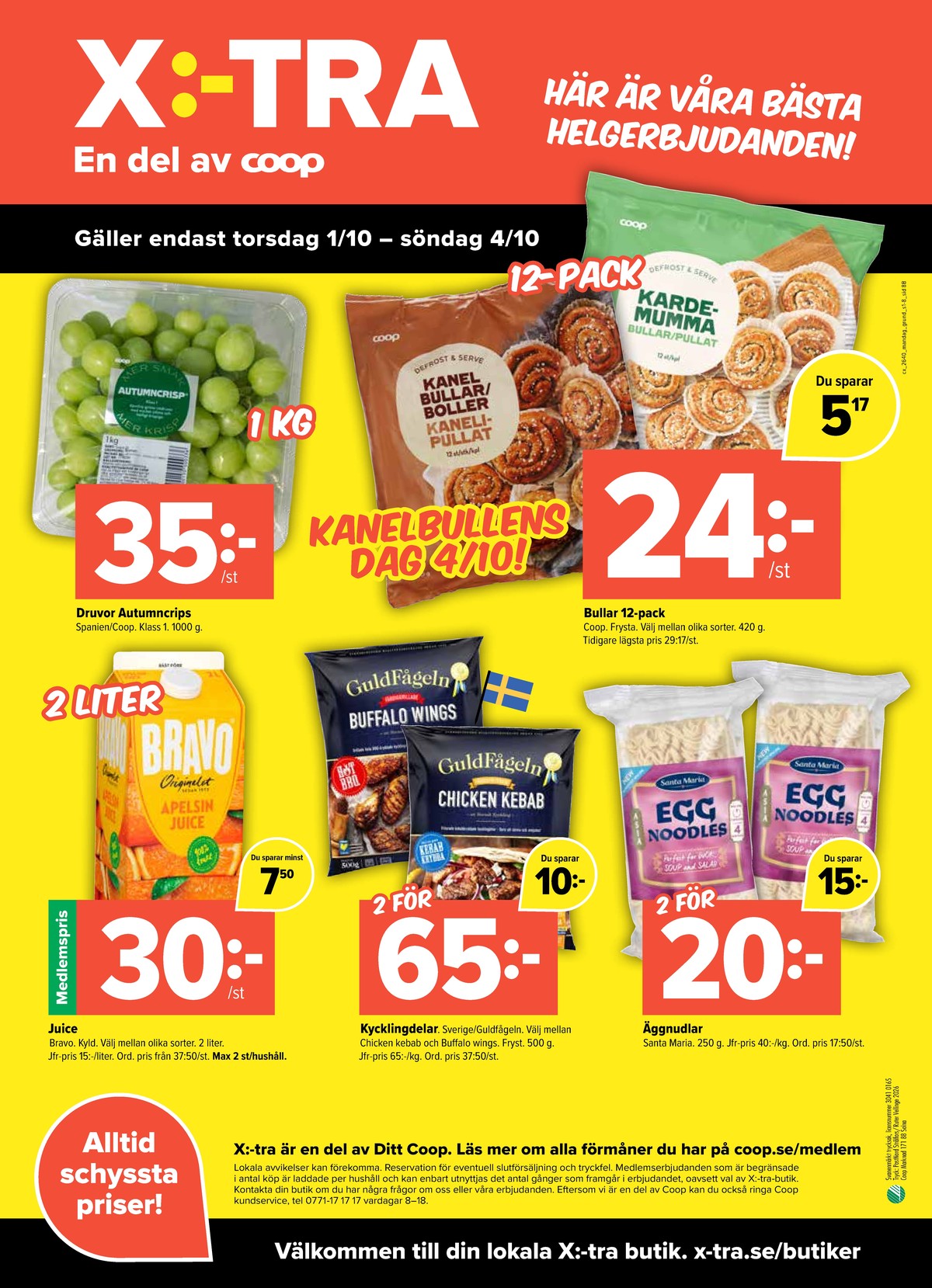 Se X:-tra reklamblad för vecka 40 på Kampanjveckan.se. Se bra erbjudanden på många varor, t.ex. nudlar santa maria eller vindruvor coop. Läs reklambladet här! Sida 8
