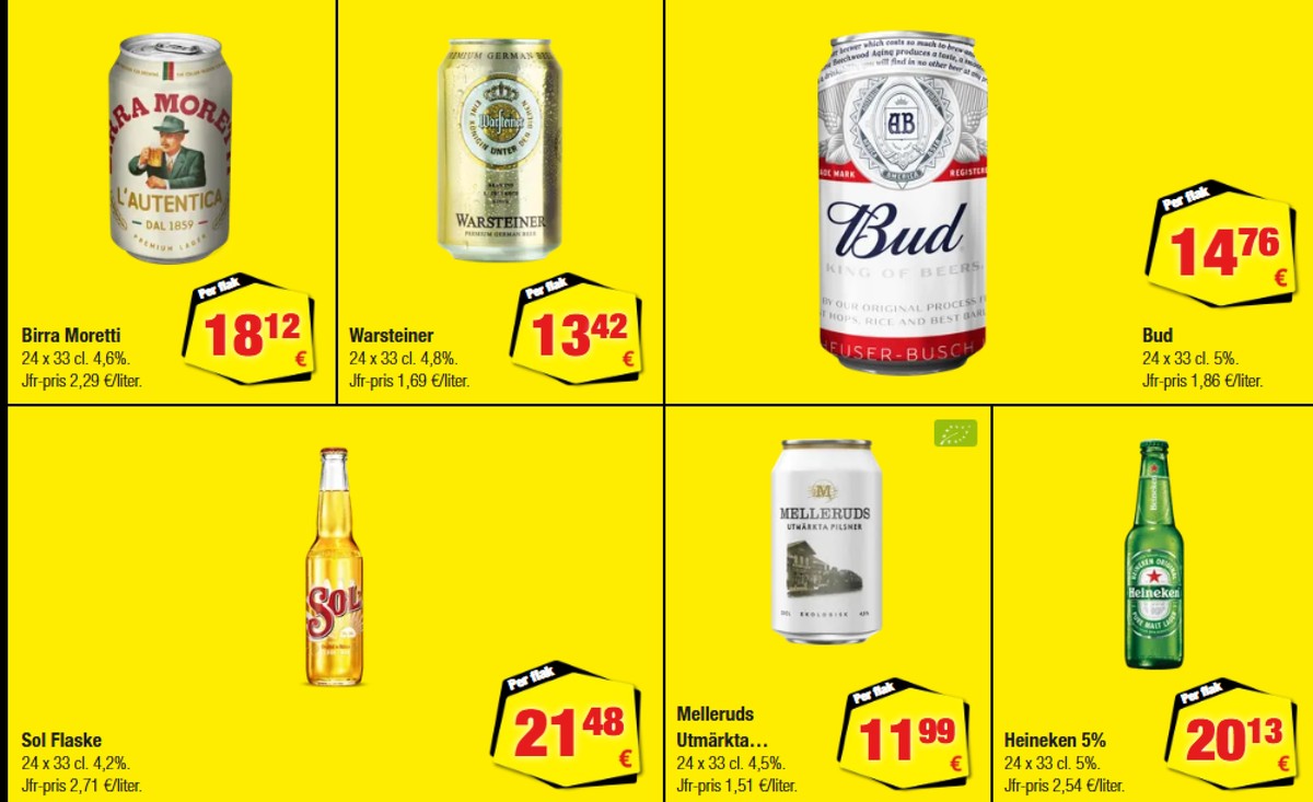 Se Calle reklamblad för vecka 40 på Kampanjveckan.se. Se bra erbjudanden på många varor, t.ex. Öl 24 pk heineken eller specialöl 24 pk utmärkta pilsner. Läs reklambladet här! Sida 29
