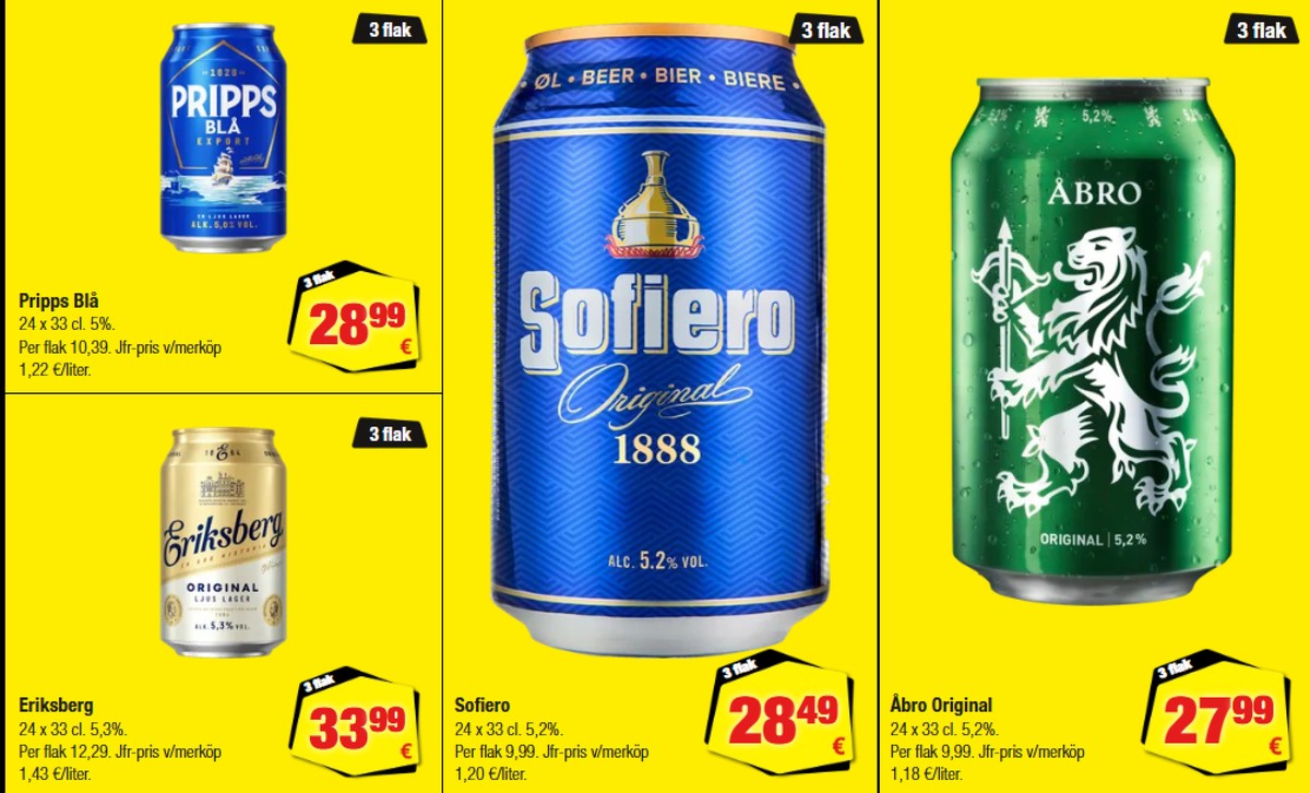 Se Calle reklamblad för vecka 40 på Kampanjveckan.se. Se bra erbjudanden på många varor, t.ex. Öl 24 pk ljus lager eller Öl 24 pk export. Läs reklambladet här! Sida 31
