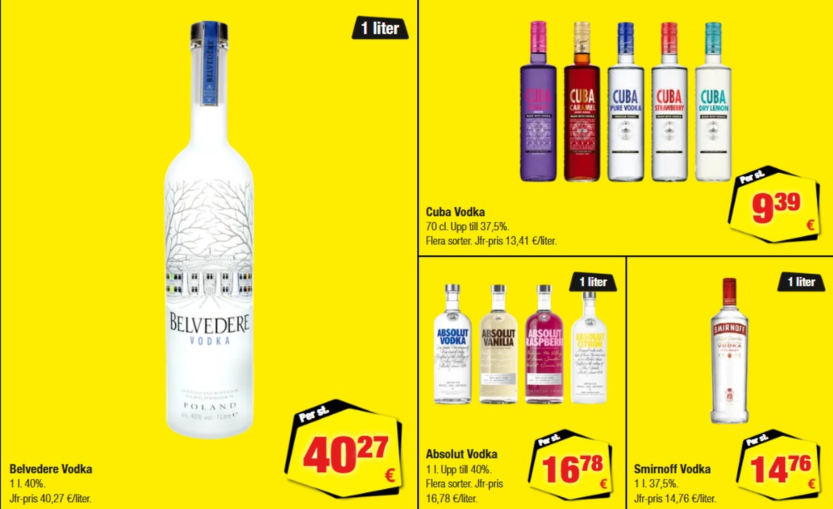 Se Calle reklamblad för vecka 40 på Kampanjveckan.se. Se bra erbjudanden på många varor, t.ex. vodka belvedere eller vodka absolut. Läs reklambladet här! Sida 6
