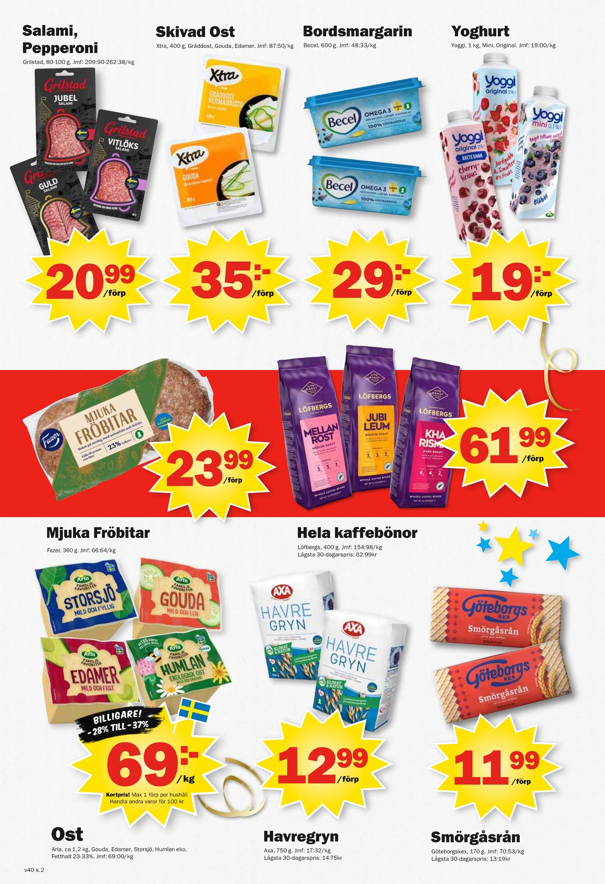 Se Pekås reklamblad för vecka 40 på Kampanjveckan.se. Se bra erbjudanden på många varor, t.ex. gouda arla eller guld salami grilstad. Läs reklambladet här! Sida 2
