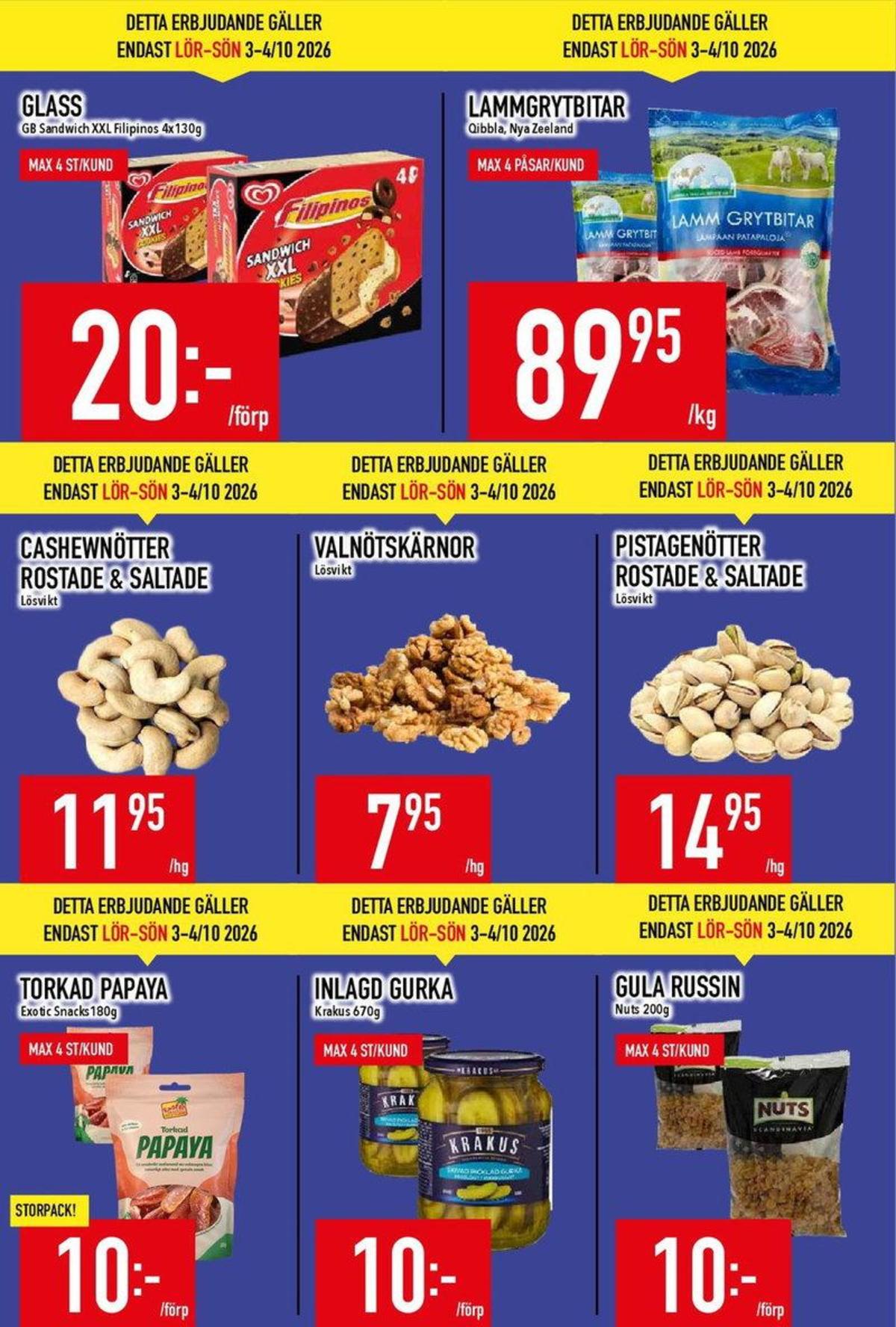 Se MatDax reklamblad för vecka 40 på Kampanjveckan.se. Se bra erbjudanden på många varor, t.ex. russin nuts scandinavia eller gurka inlagd krakus. Läs reklambladet här! Sida 6
