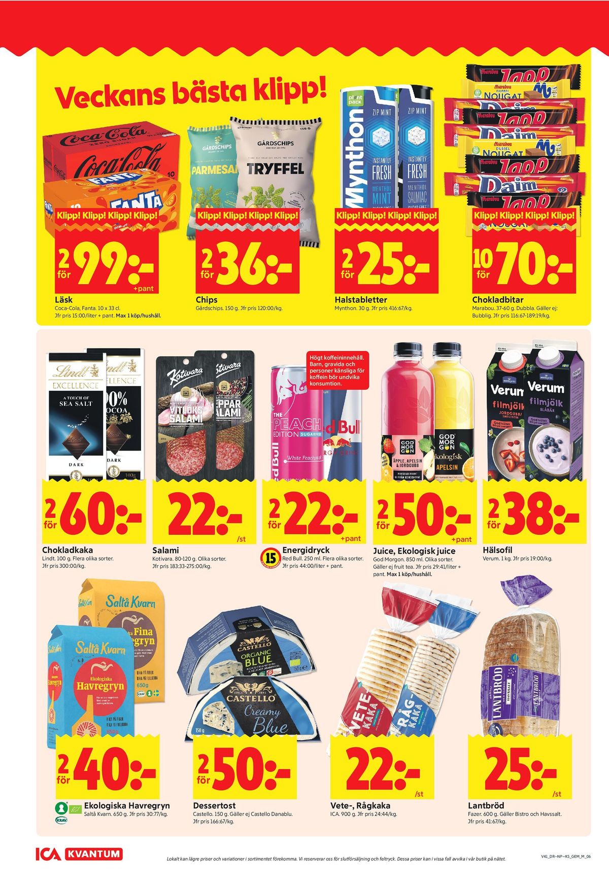 Se ICA Kvantum reklamblad för vecka 41 på Kampanjveckan.se. Se bra erbjudanden på många varor, t.ex. havregryn saltå kvarn eller chips tryffel gårdschips. Läs reklambladet här! Sida 6
