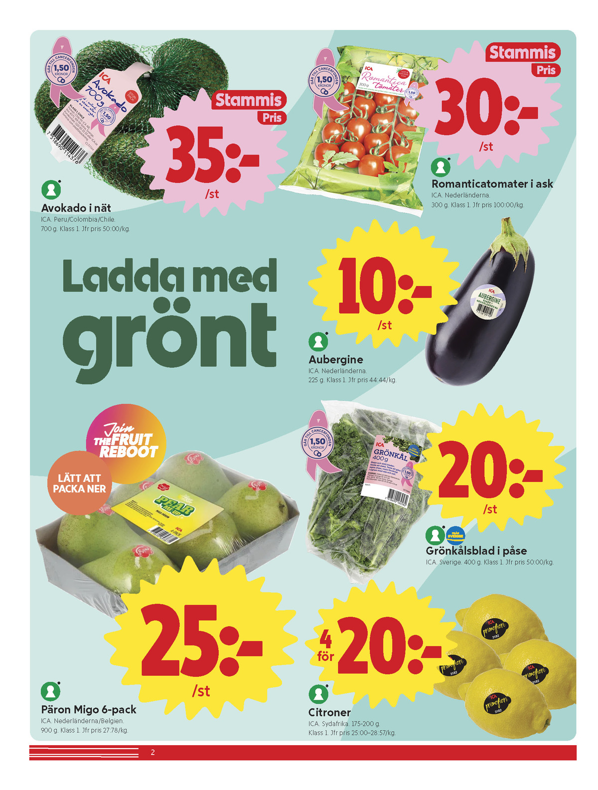 Se ICA Nära reklamblad för vecka 41 på Kampanjveckan.se. Se bra erbjudanden på många varor, t.ex. grönkål ica eller päron migo. Läs reklambladet här! Sida 2
